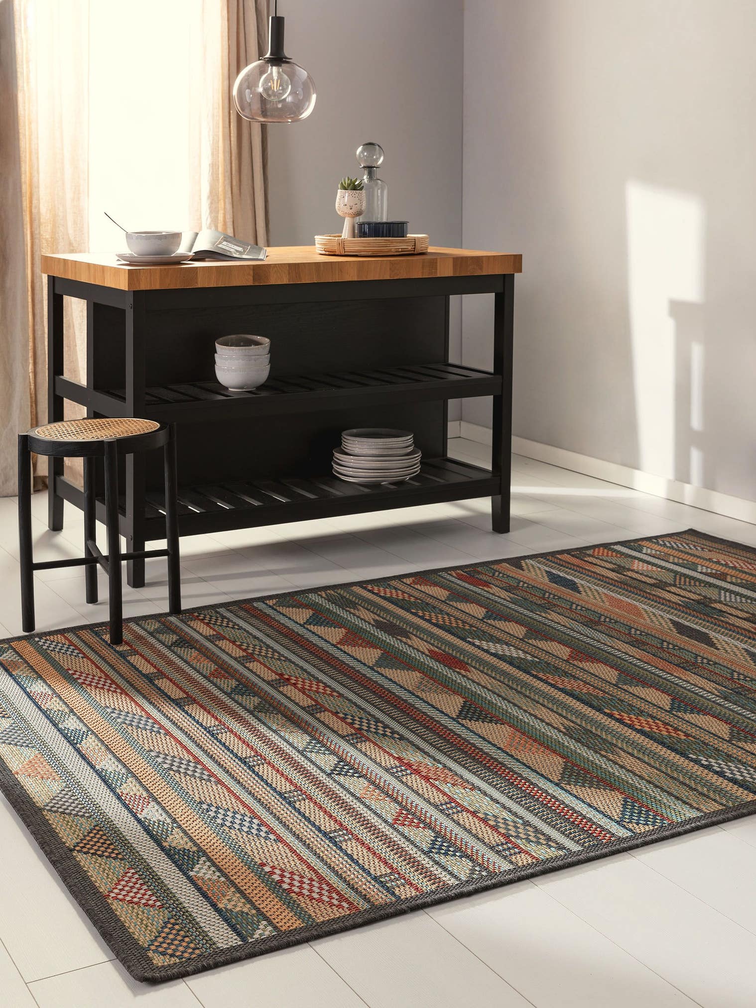Rug made of 100% Polypropylene in Multicoloured with a 1- 5 mm high pile by benuta Nest