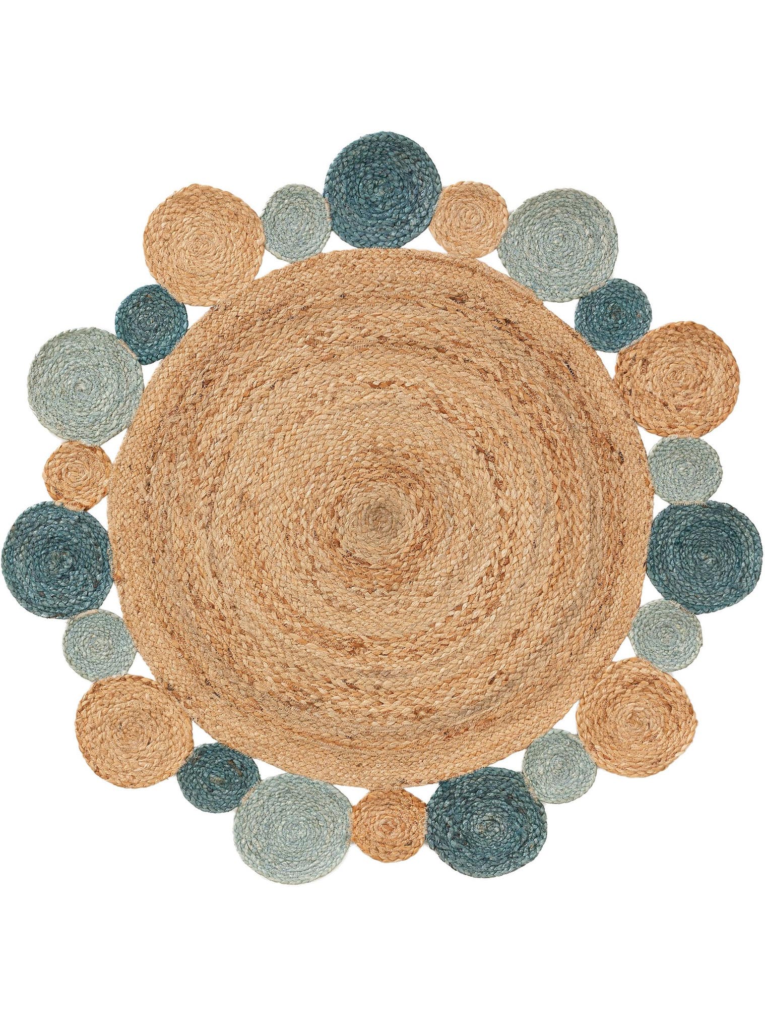 Tapis en 100% Jute en Turquoise avec une pile de 1- 5 mm de hauteur de Lytte