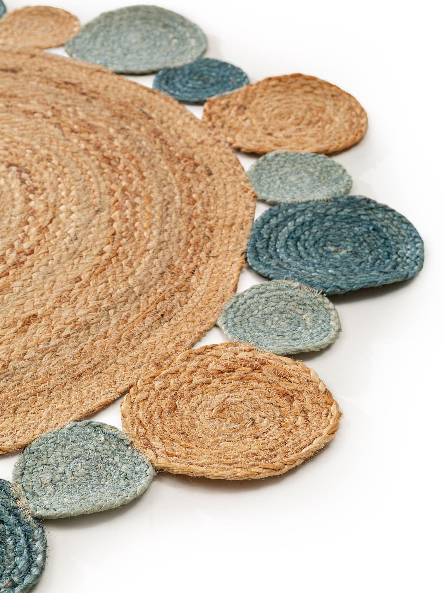 Tapis en 100% Jute en Turquoise avec une pile de 1- 5 mm de hauteur de Lytte
