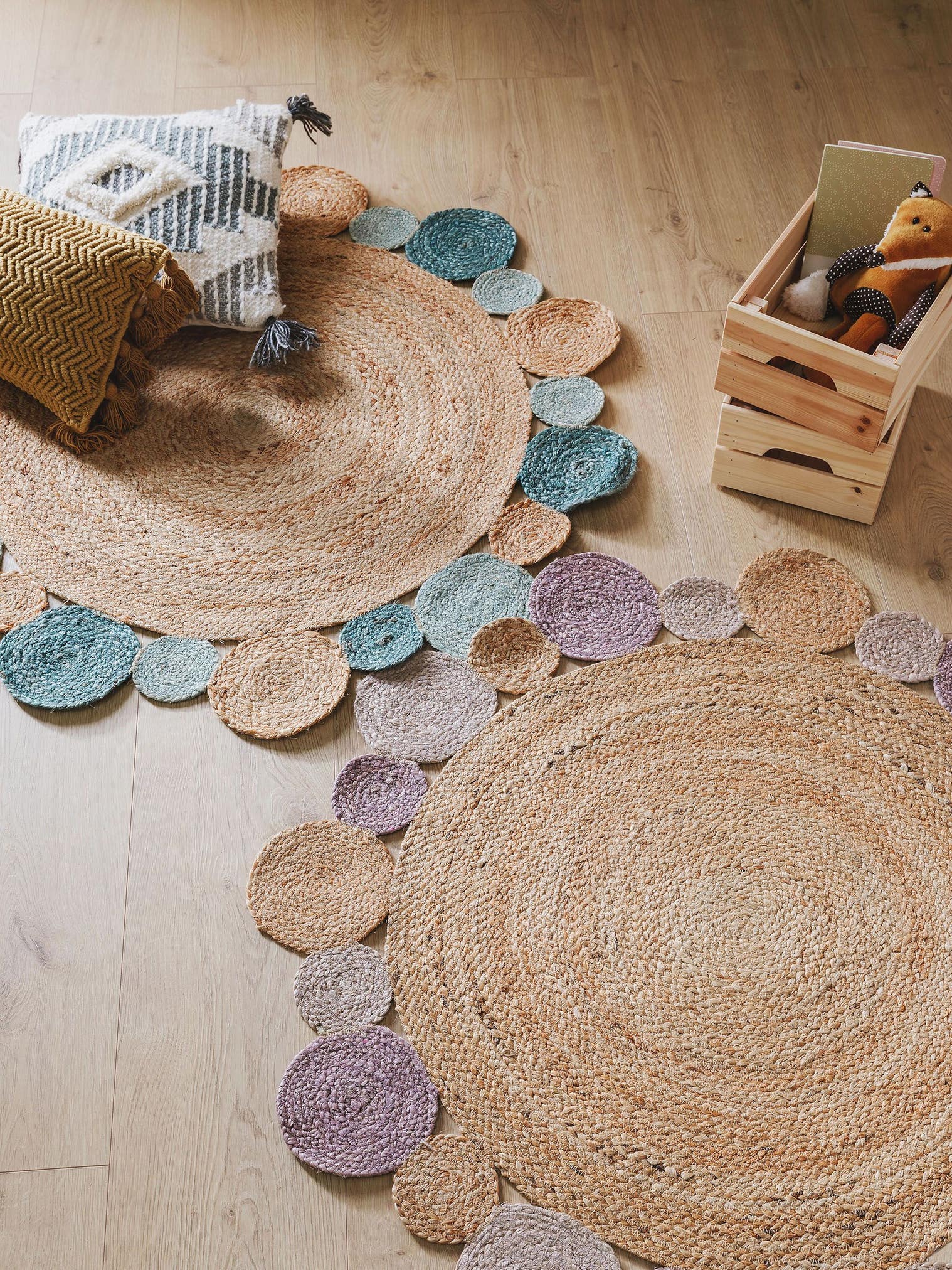 Tapis en 100% Jute en Turquoise avec une pile de 1- 5 mm de hauteur de Lytte