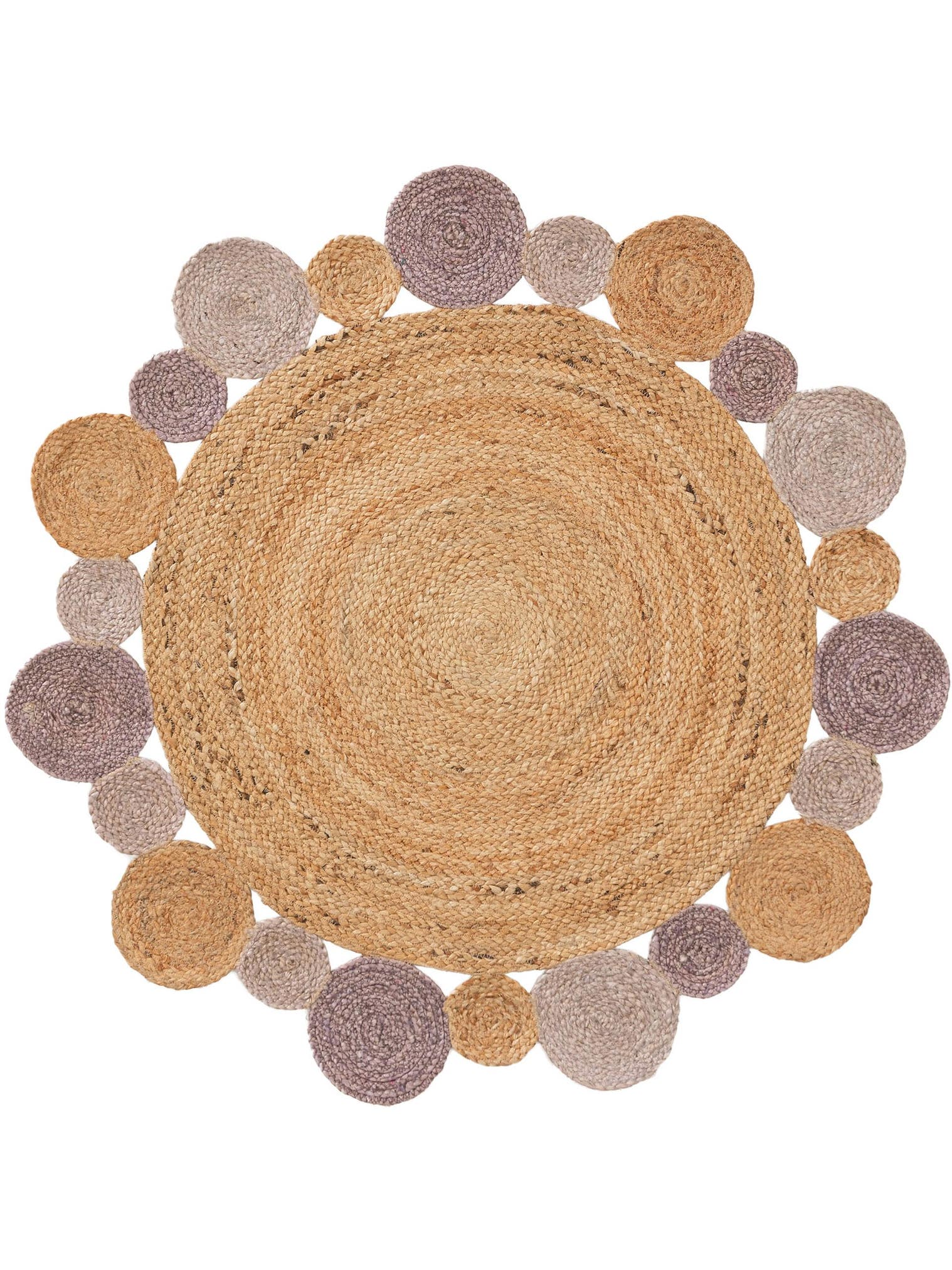 Teppich aus 100% Jute in Lila mit bis 5 mm hohem Flor von Lytte