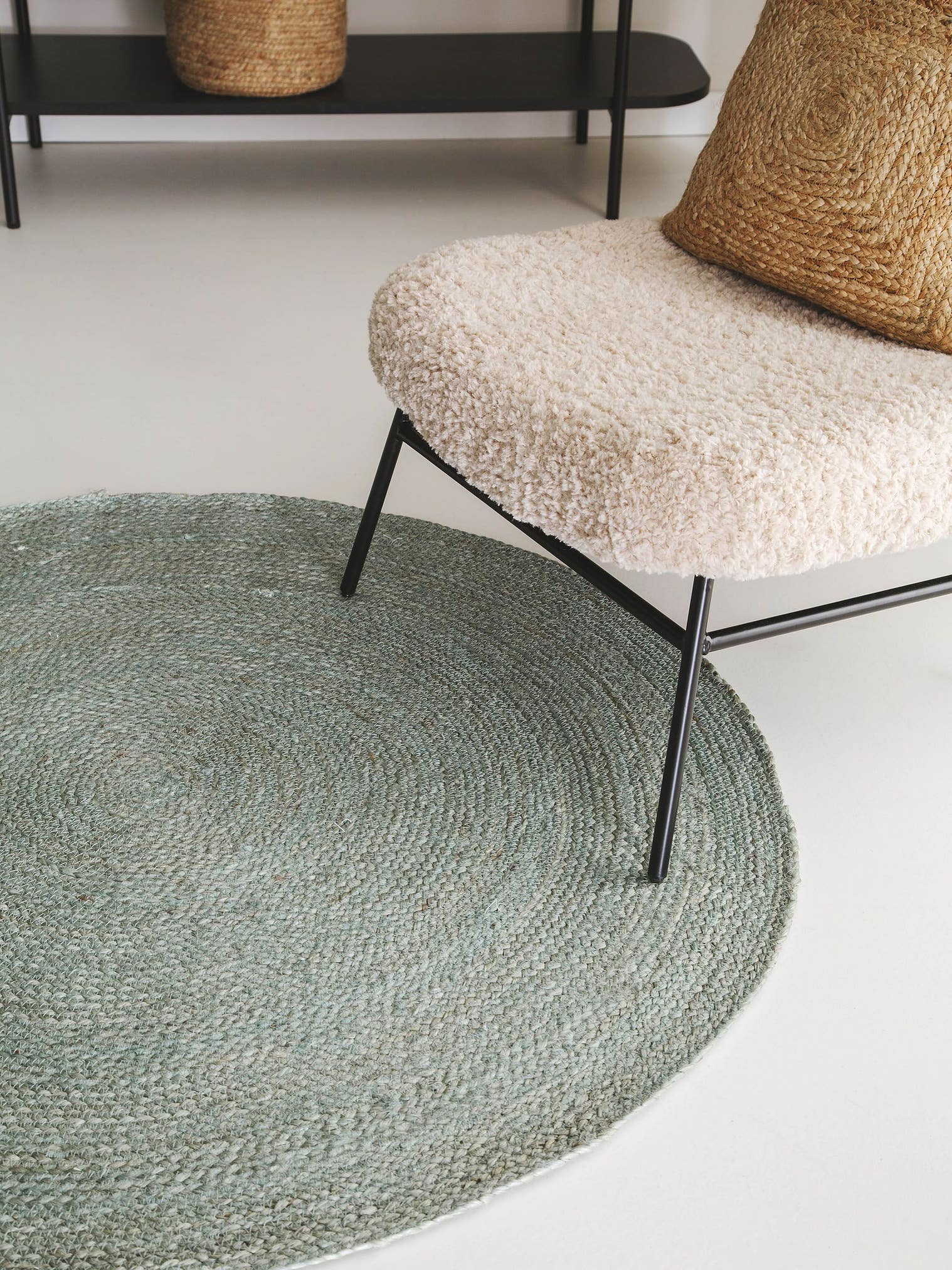 Tappeto di 100% Iuta in Verde con pelo alto 1- 5 mm da benuta Pure