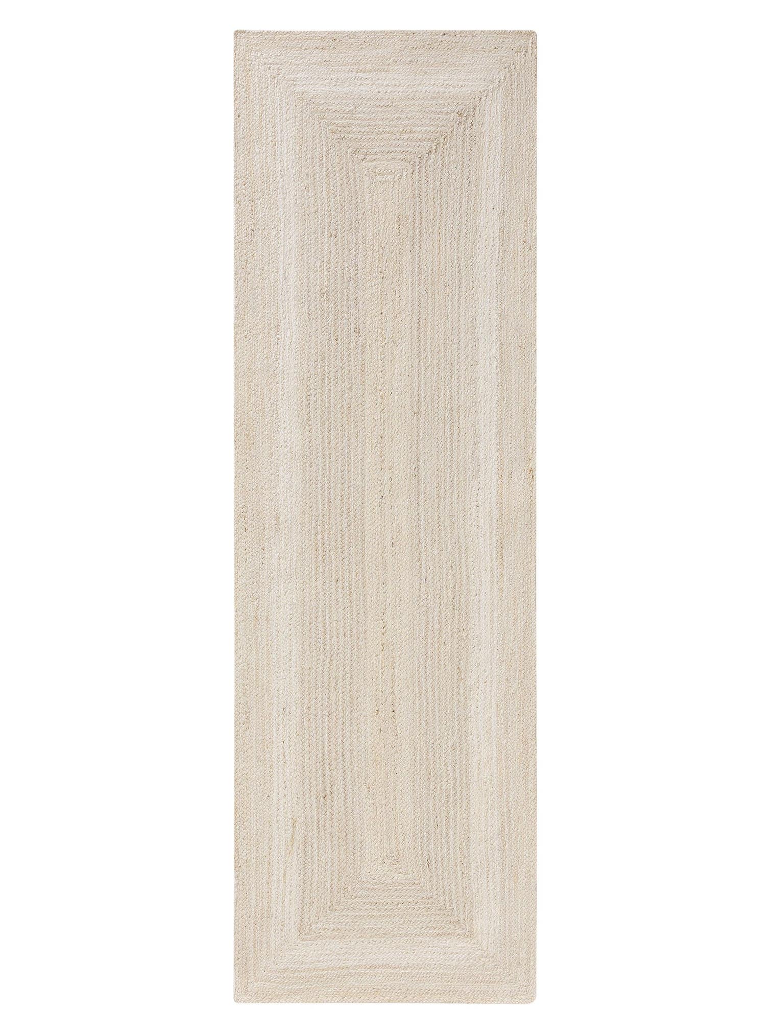 Matta av 100% Jute i Vit med 1- 5 mm hög lugg från benuta Pure