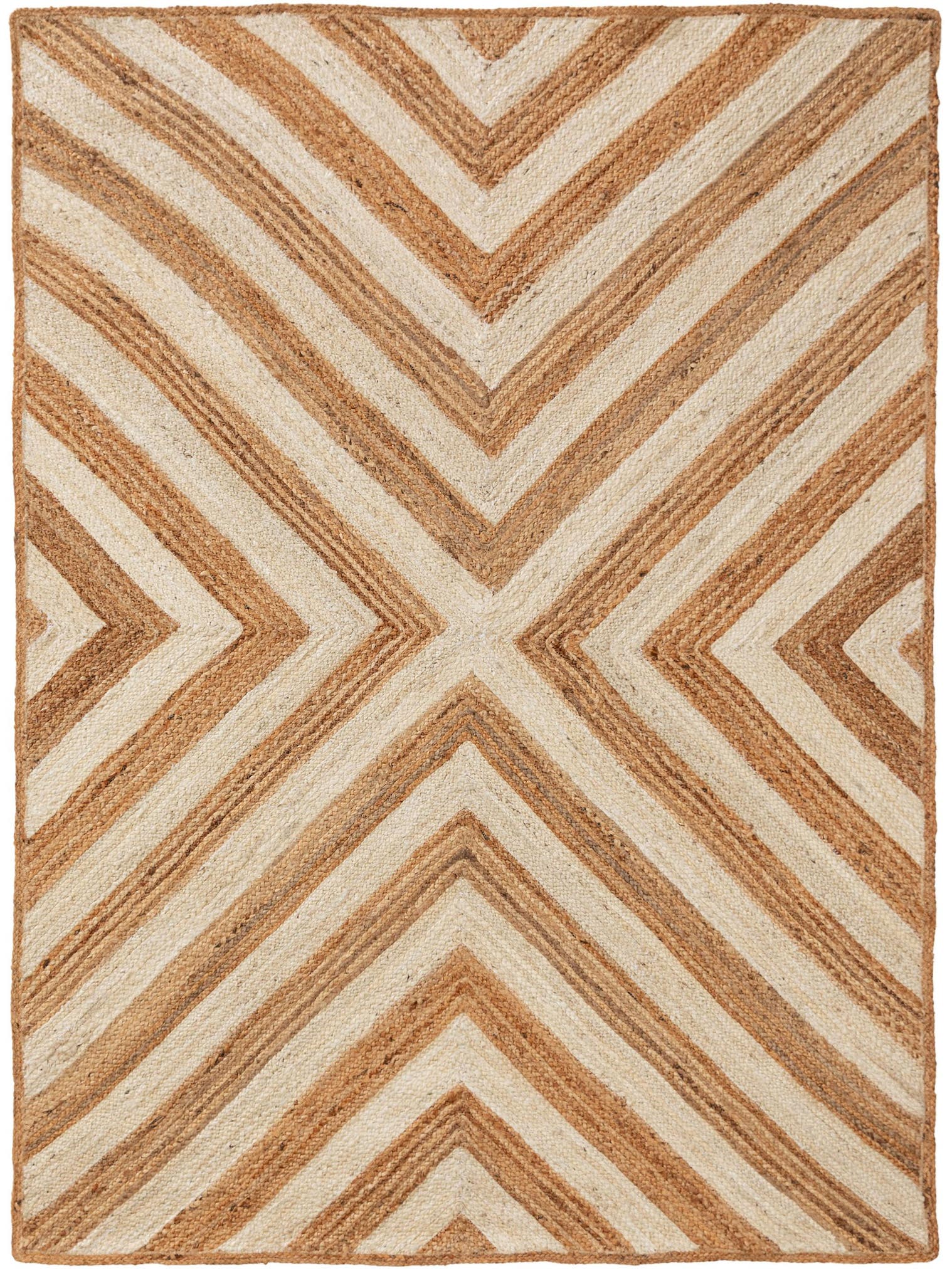 Rug made of 100% Jute in White with a 1- 5 mm high pile by benuta Pop