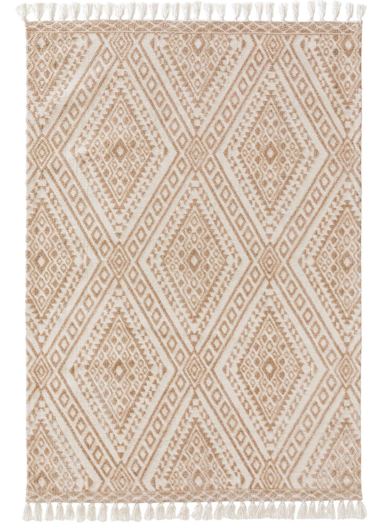 Rug made of 100% Polyester (Microfiber) in Beige with a 6 - 10 mm high pile by benuta Nest