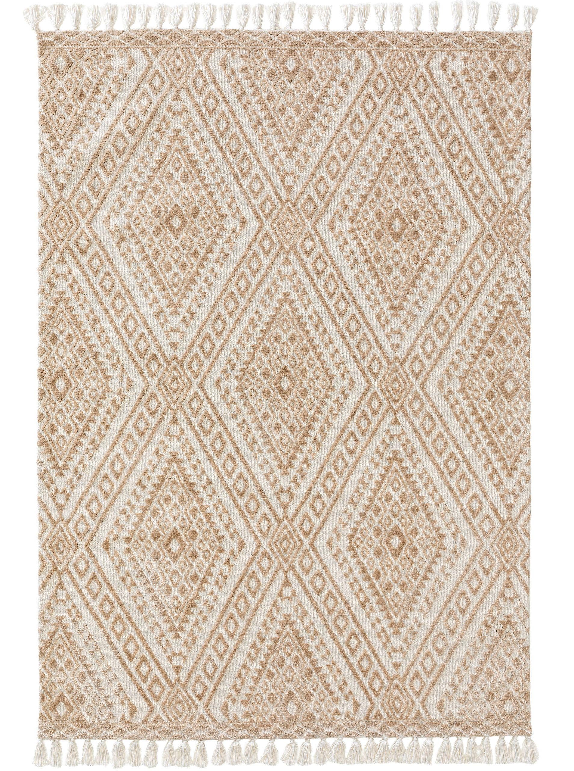 Rug made of 100% Polyester (Microfiber) in Beige with a 6 - 10 mm high pile by benuta Nest