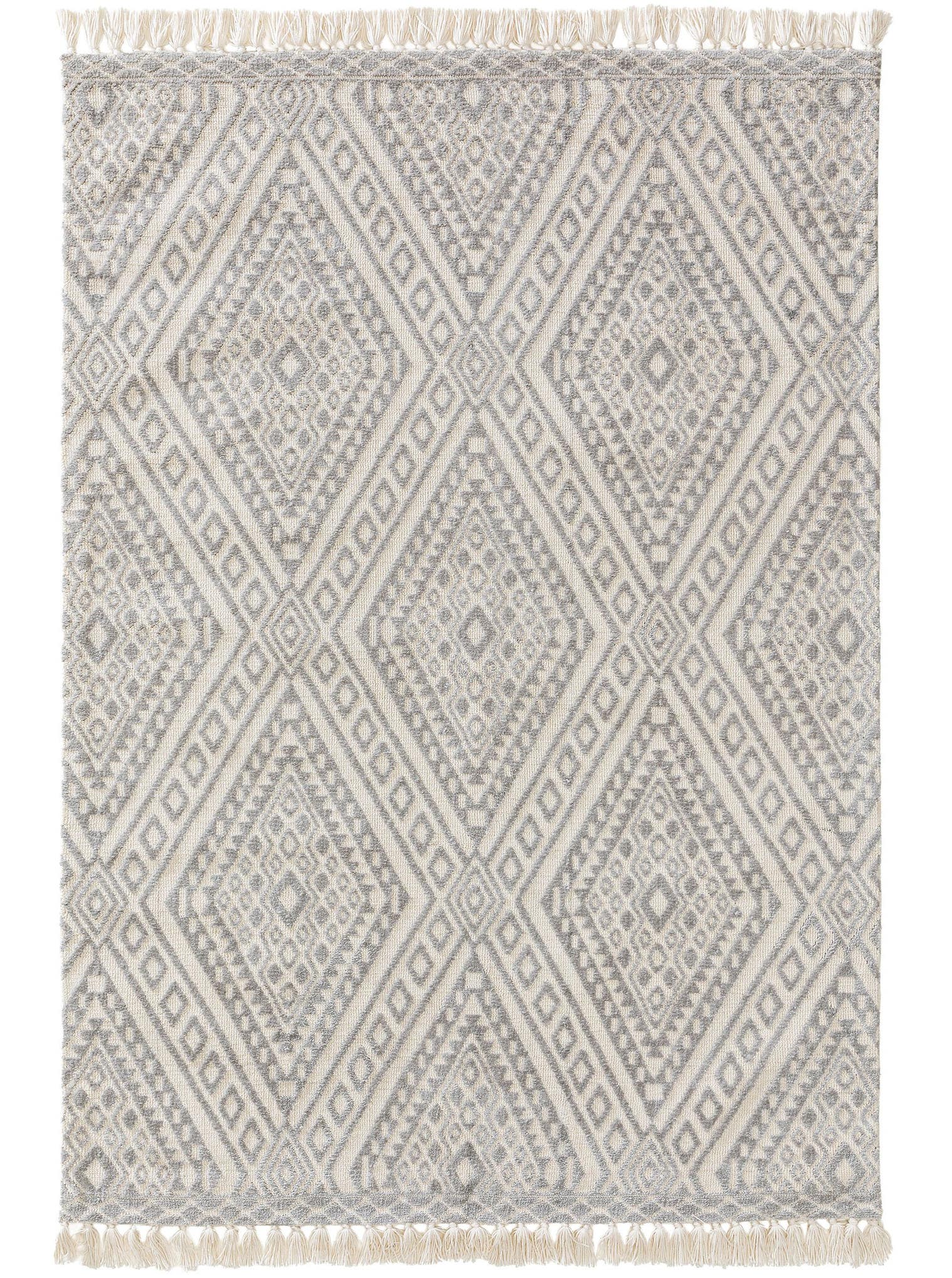 Teppich aus 100% Polyester (Mikrofaser) in Grau mit 6 bis 10 mm hohem Flor von benuta Nest