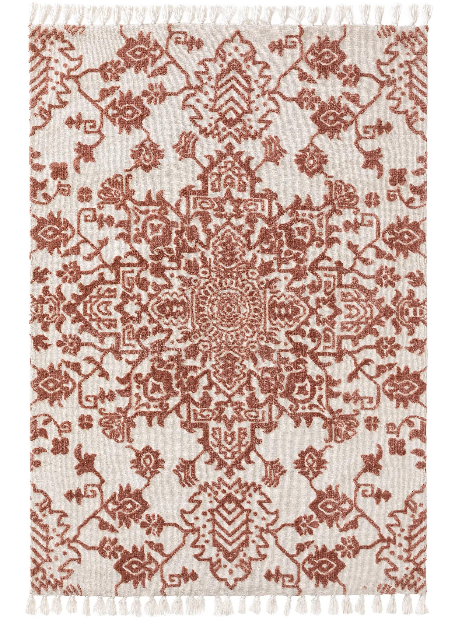 Teppich aus 100% Polyester (Mikrofaser) in Rot mit 6 bis 10 mm hohem Flor von benuta Nest