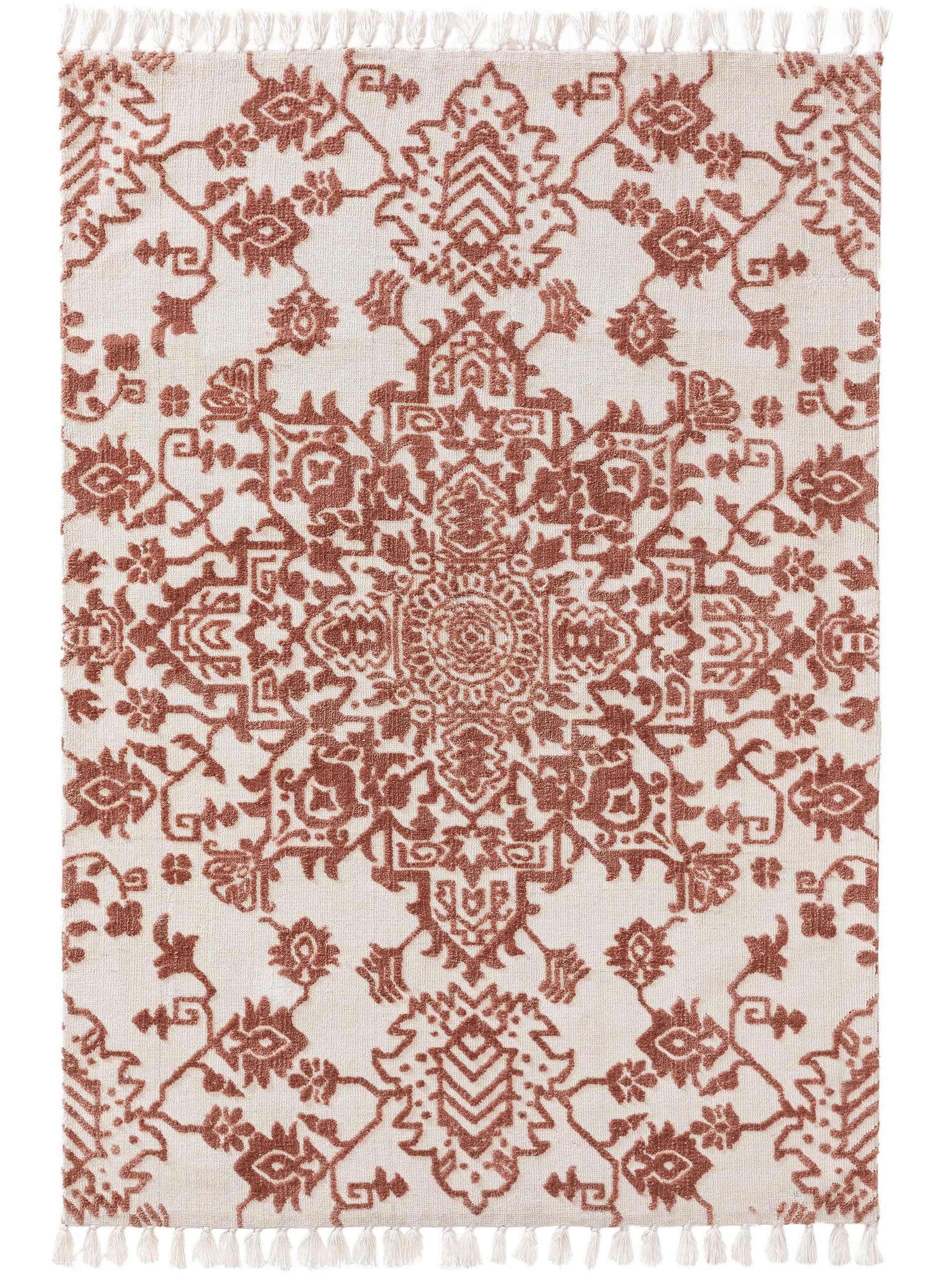 Tapijt van 100% Polyester (microfiber) in Rood met een 6 - 10 mm hoge pool van benuta Nest