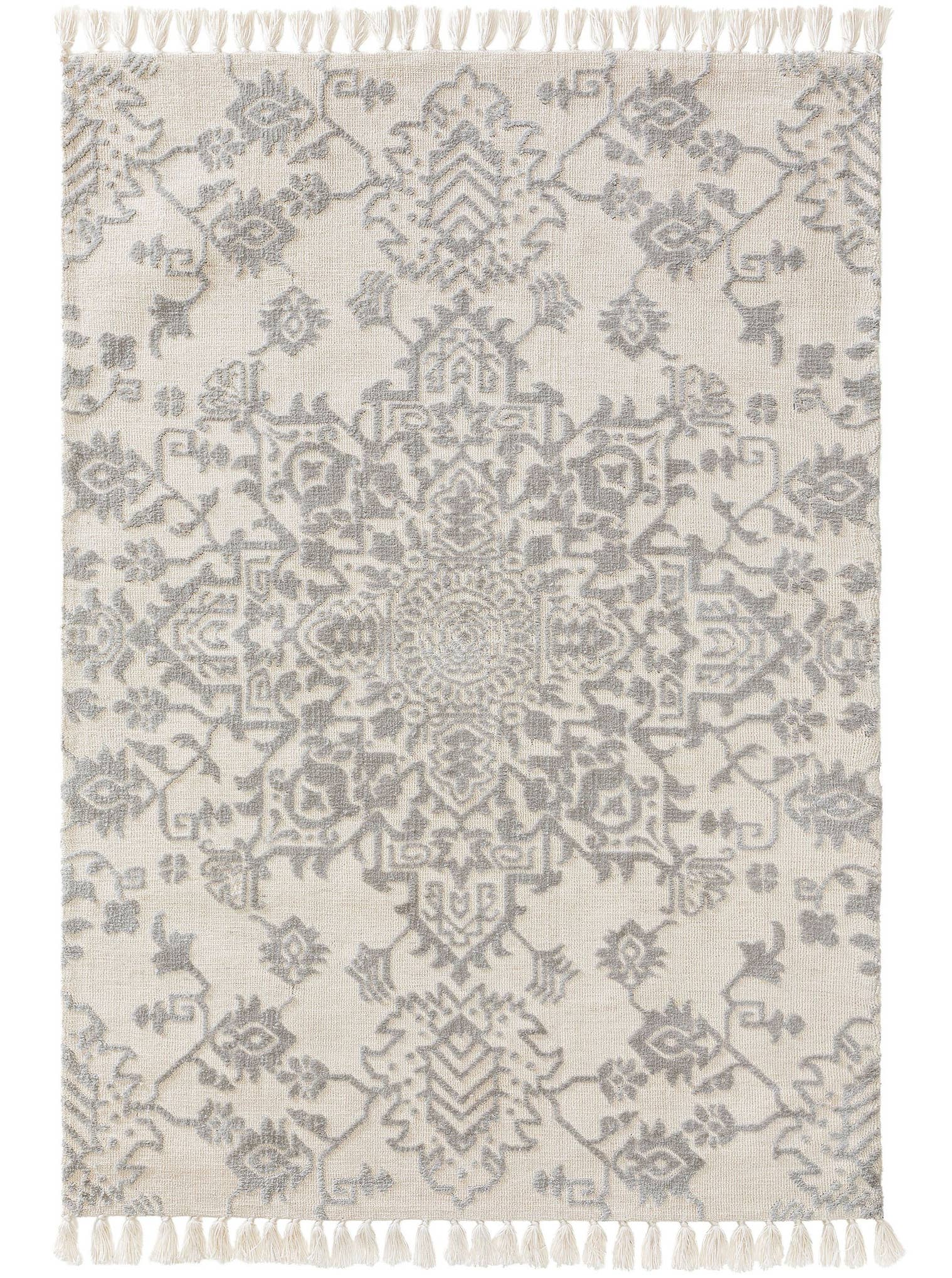 Teppich aus 100% Polyester (Mikrofaser) in Grau mit 6 bis 10 mm hohem Flor von benuta Nest
