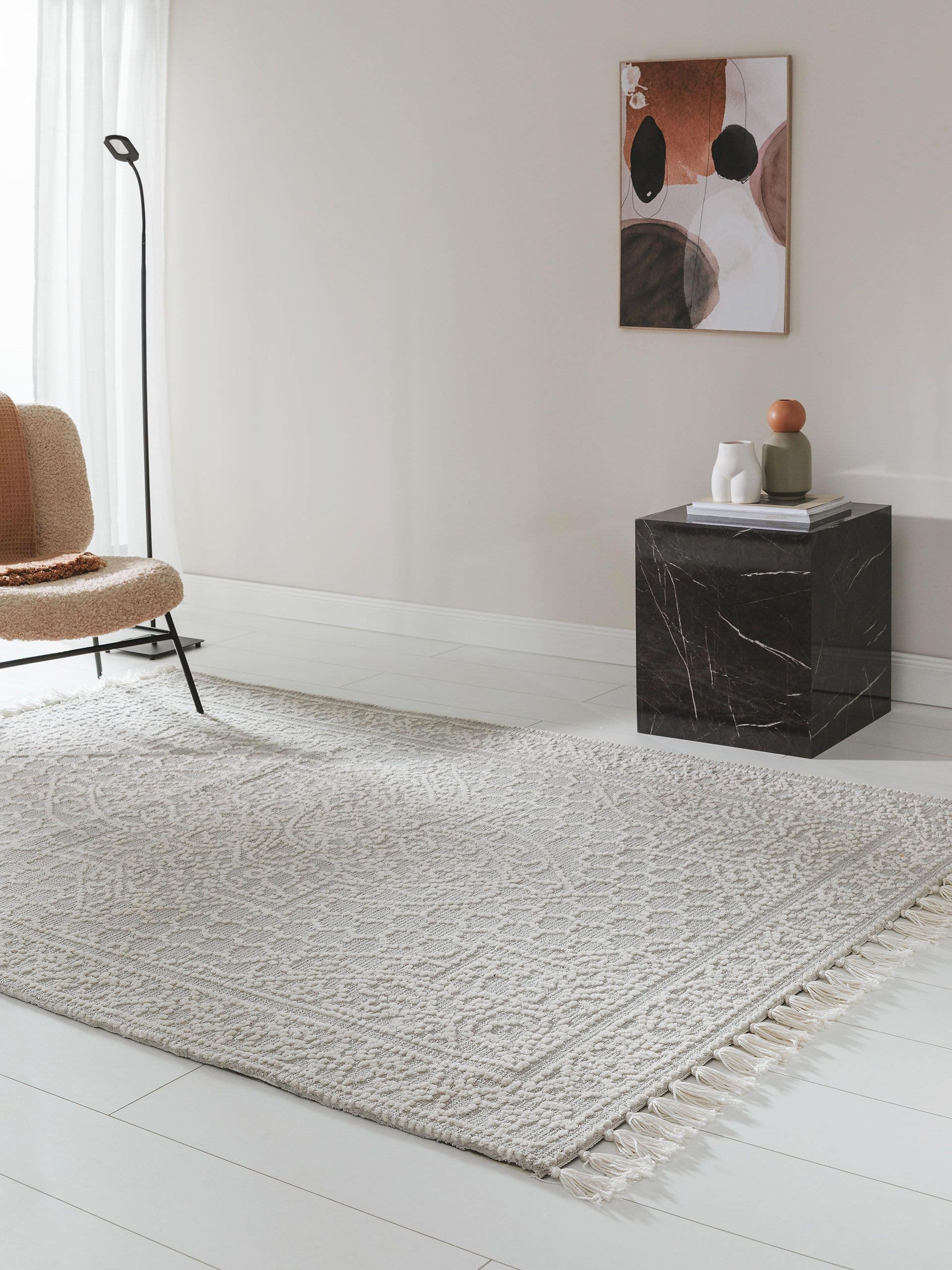 Rug made of 100% Polyester (Microfiber) in Grey with a 6 - 10 mm high pile by benuta Nest