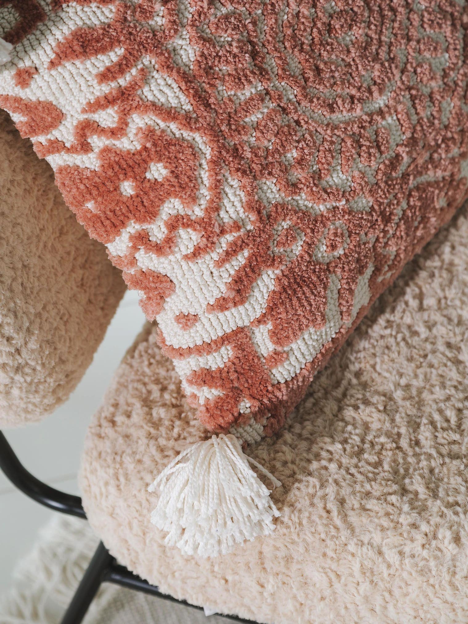 Örngott Elias Terracotta med Medfransar-design i 60% polyester, 40% Bomull från benuta Nest