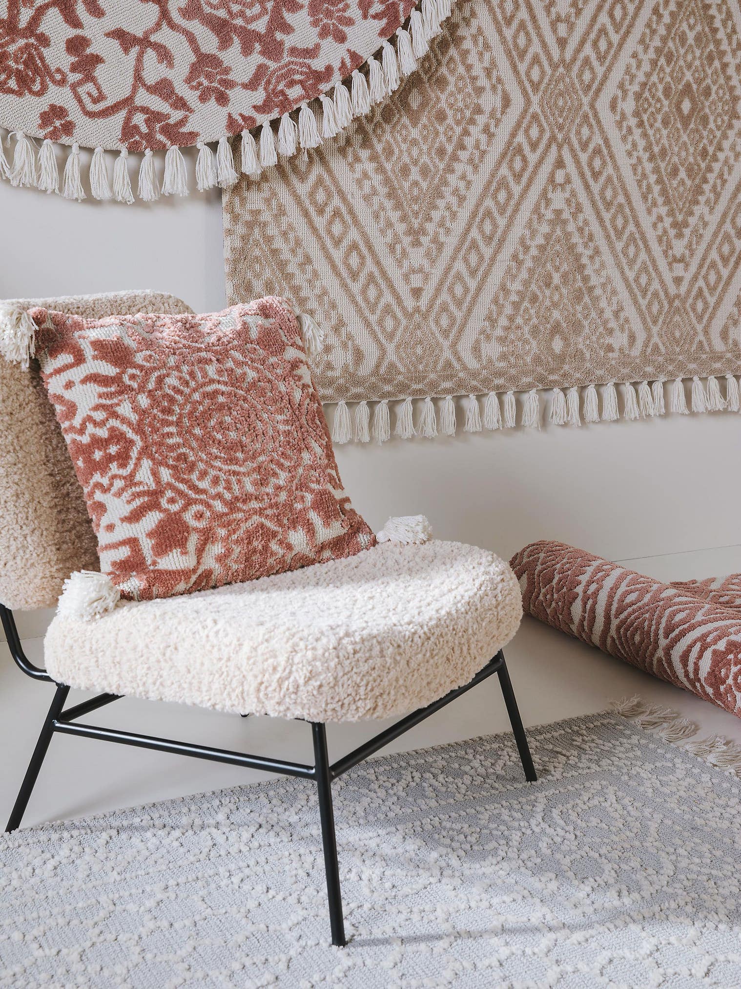 Örngott Elias Terracotta med Medfransar-design i 60% polyester, 40% Bomull från benuta Nest