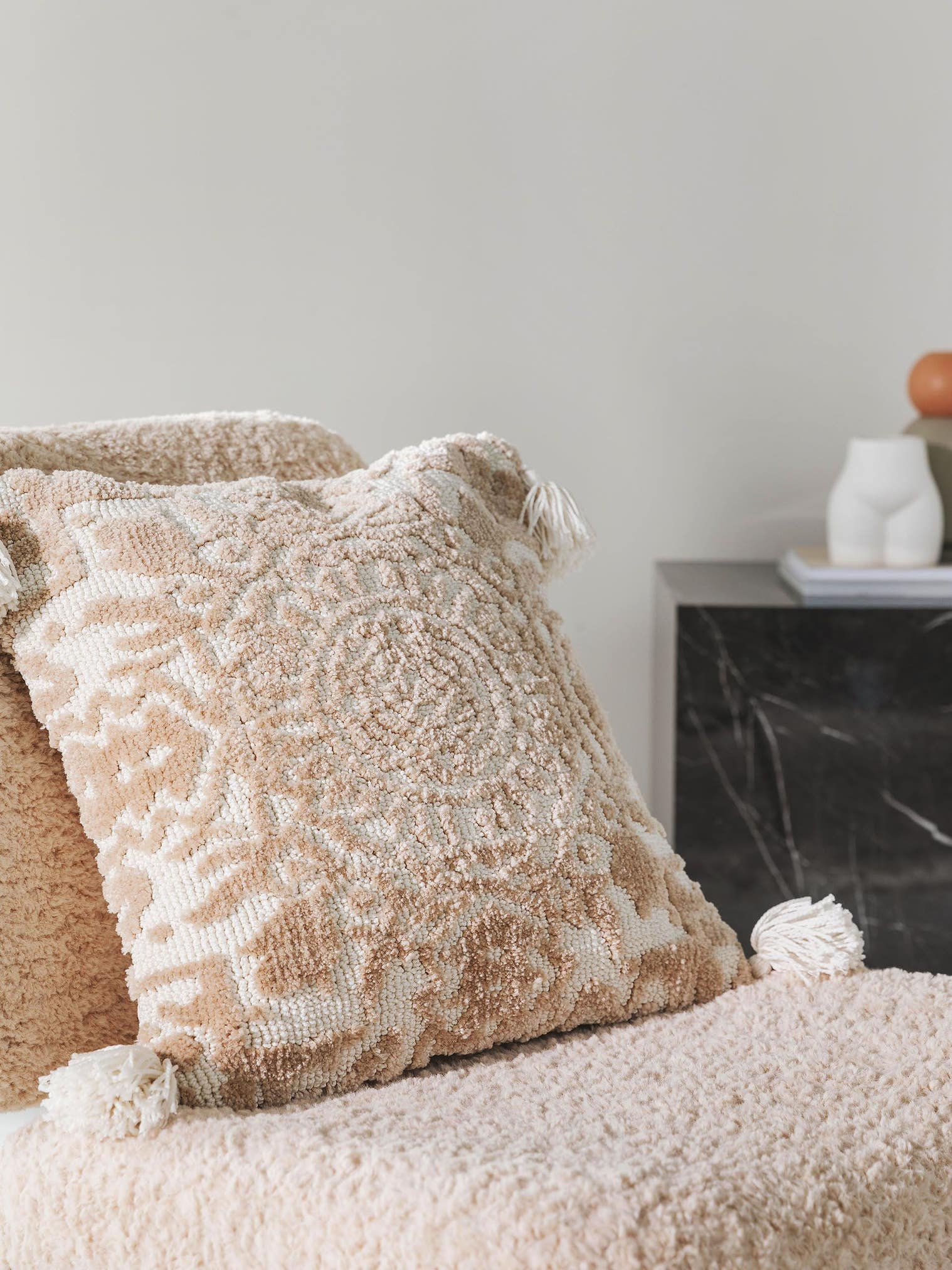 Kussensloop Elias Beige in Metfranjes-ontwerp van 60% Polyester, 40% Katoen door benuta Nest