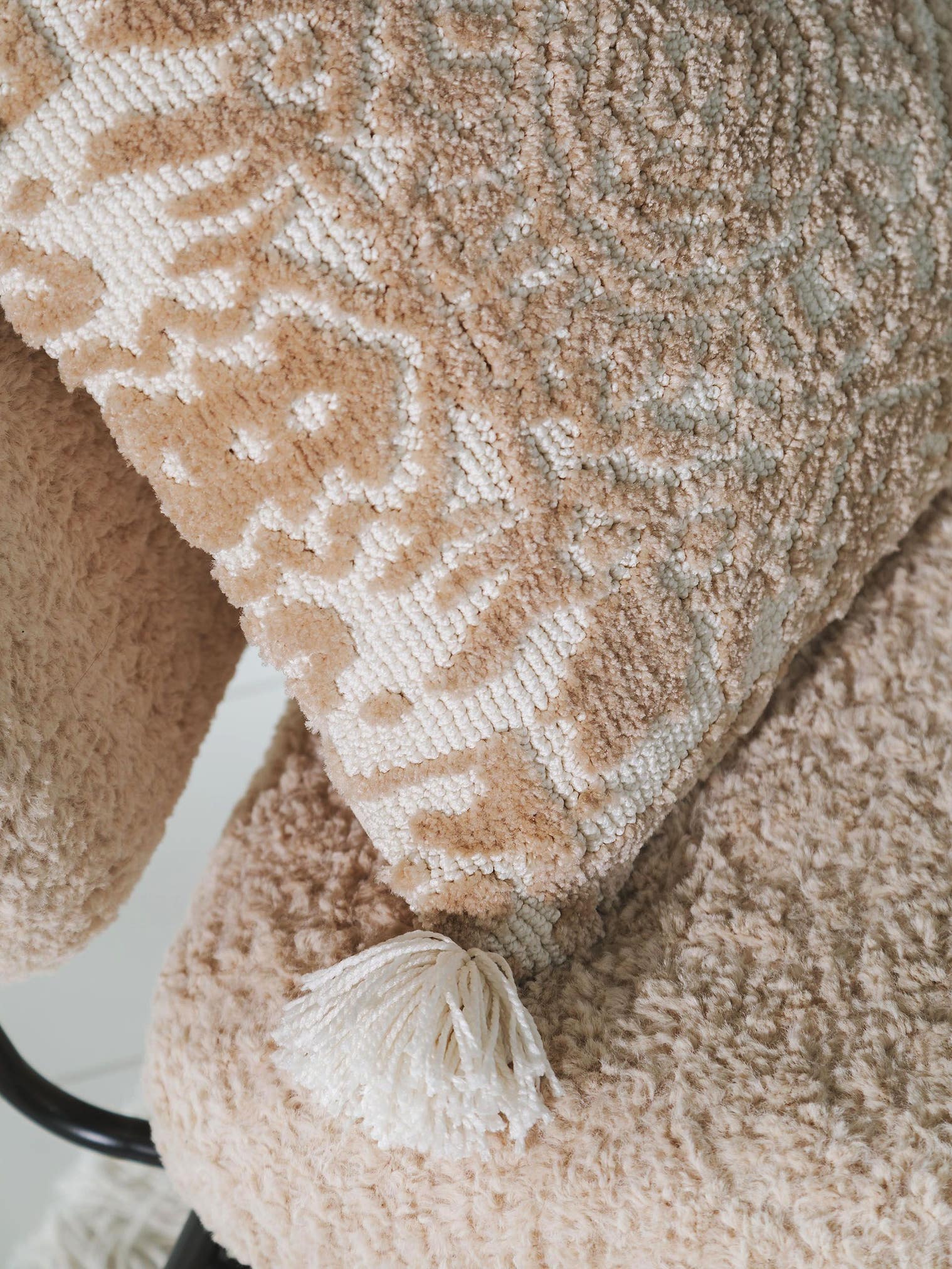 Kussensloop Elias Beige in Metfranjes-ontwerp van 60% Polyester, 40% Katoen door benuta Nest