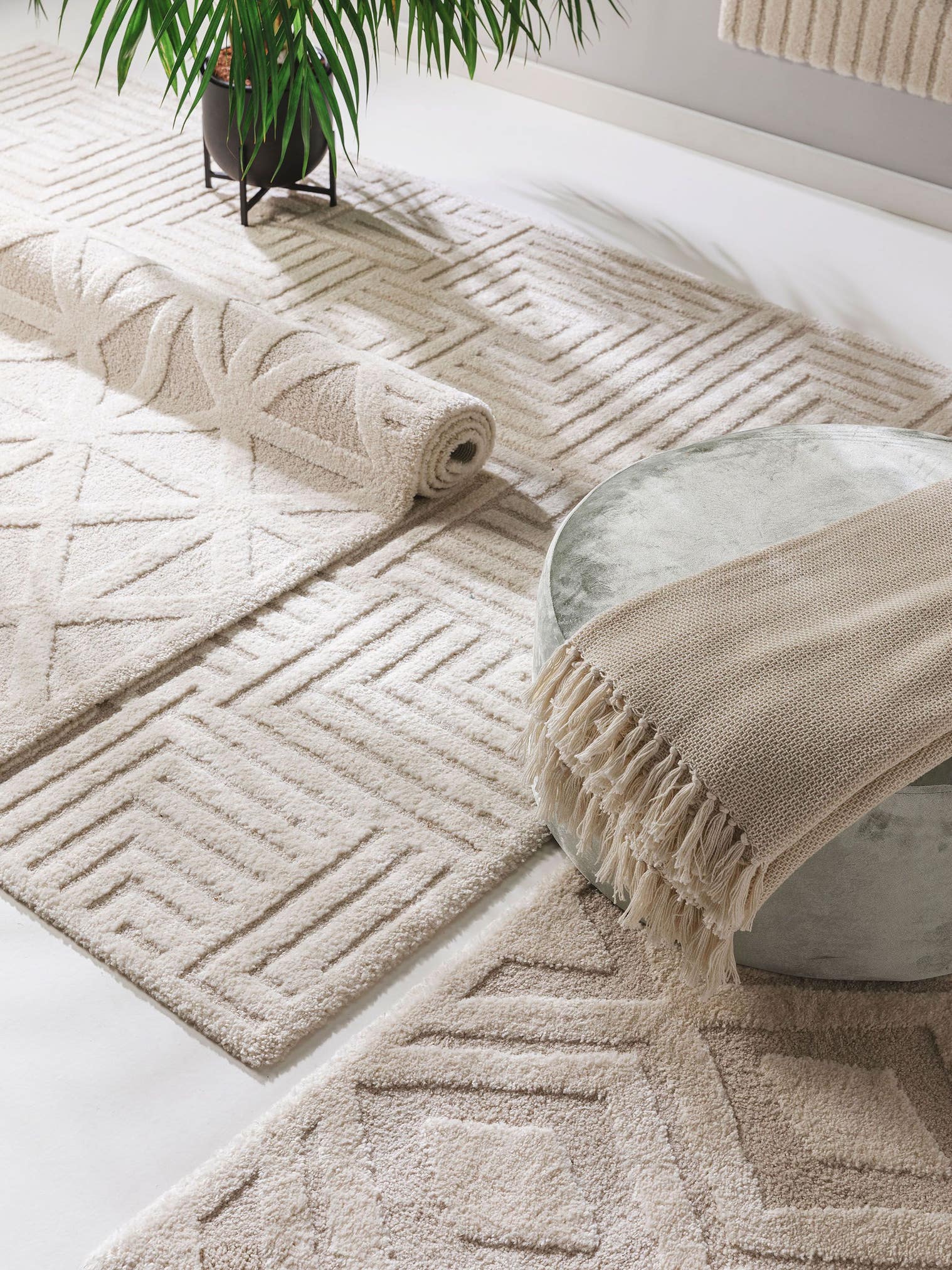 Rug made of 60% Polypropylene, 40% Polyester in Beige with a 11 - 20 mm high pile by benuta Nest