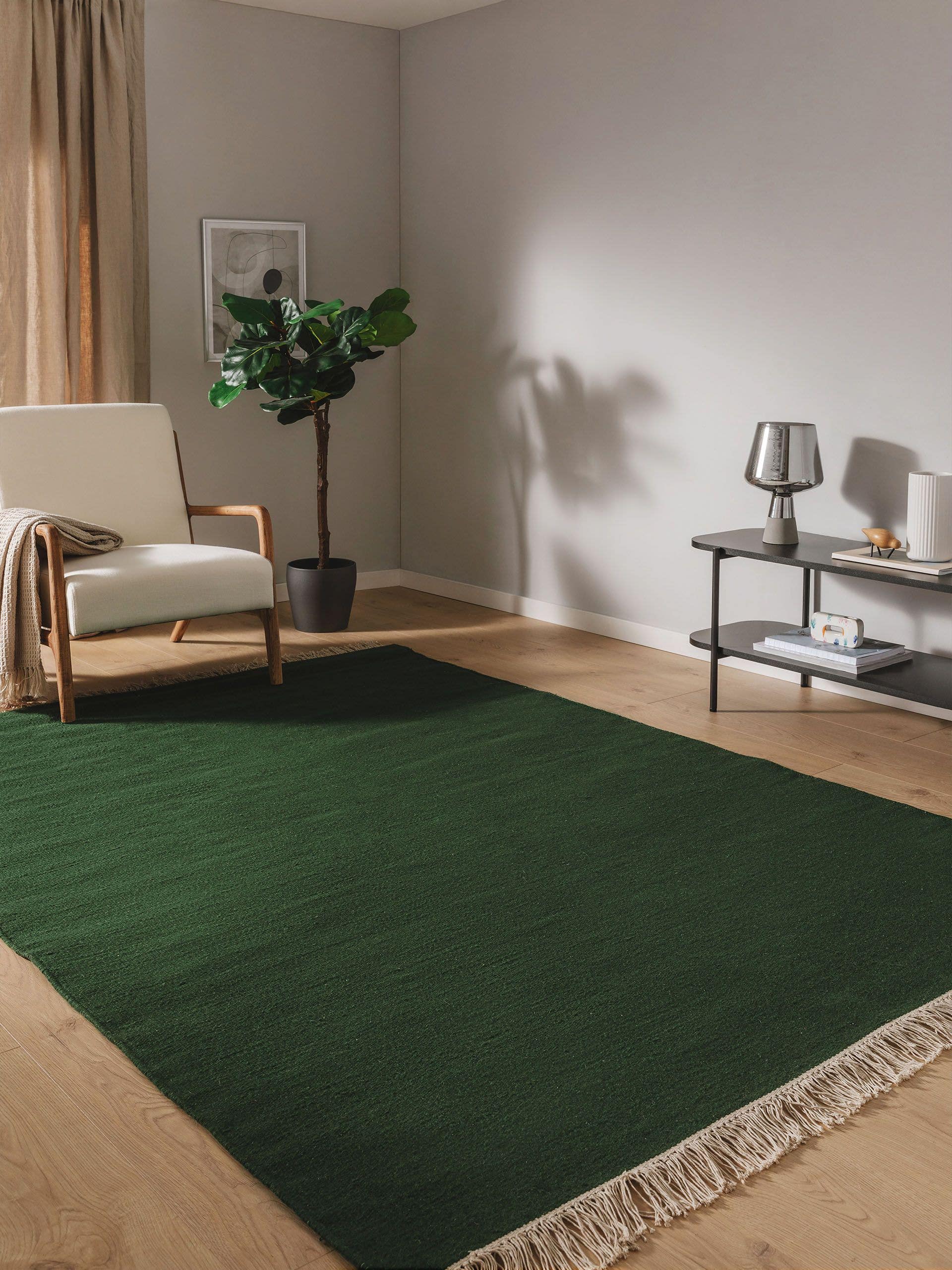 Alfombra de 80% lana, 20% algodón en Verde con un pelo de {{Placeholder_Pile Height}} de altura de benuta Pop
