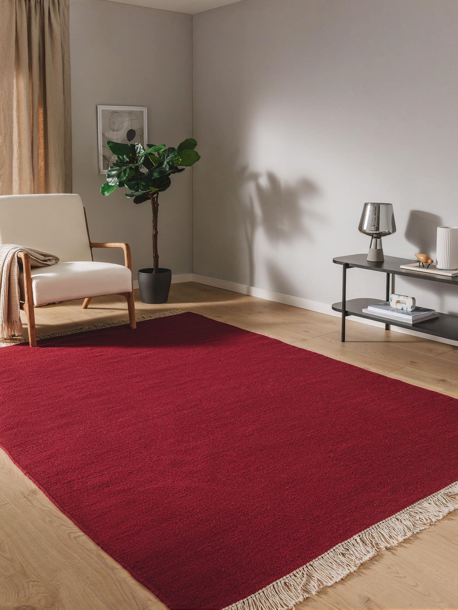 Alfombra de 80% lana, 20% algodón en Rojo con un pelo de {{Placeholder_Pile Height}} de altura de benuta Pop