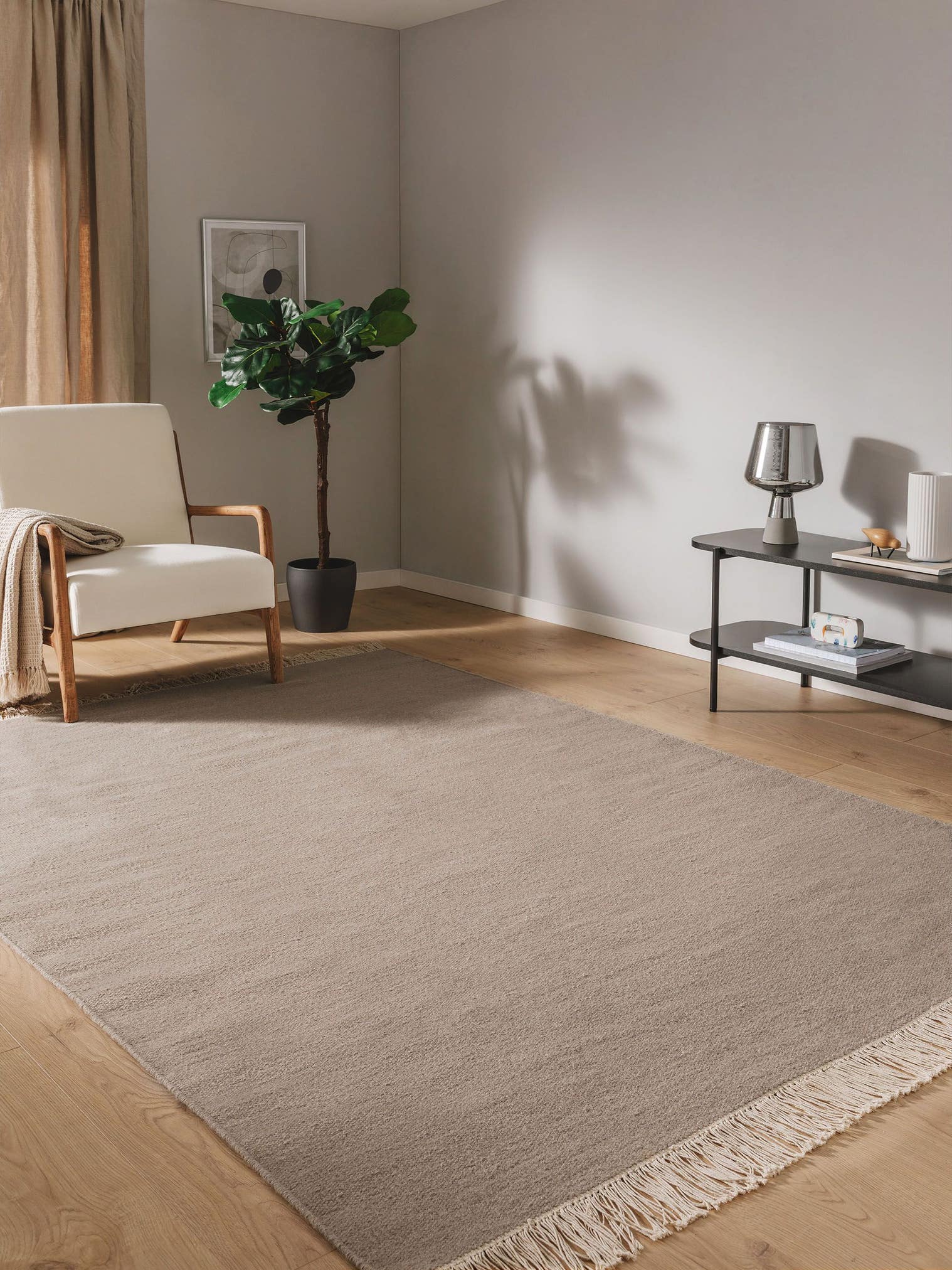 Rug made of 80% wool, 20% cotton in Grey with a 1- 5 mm high pile by benuta Pop