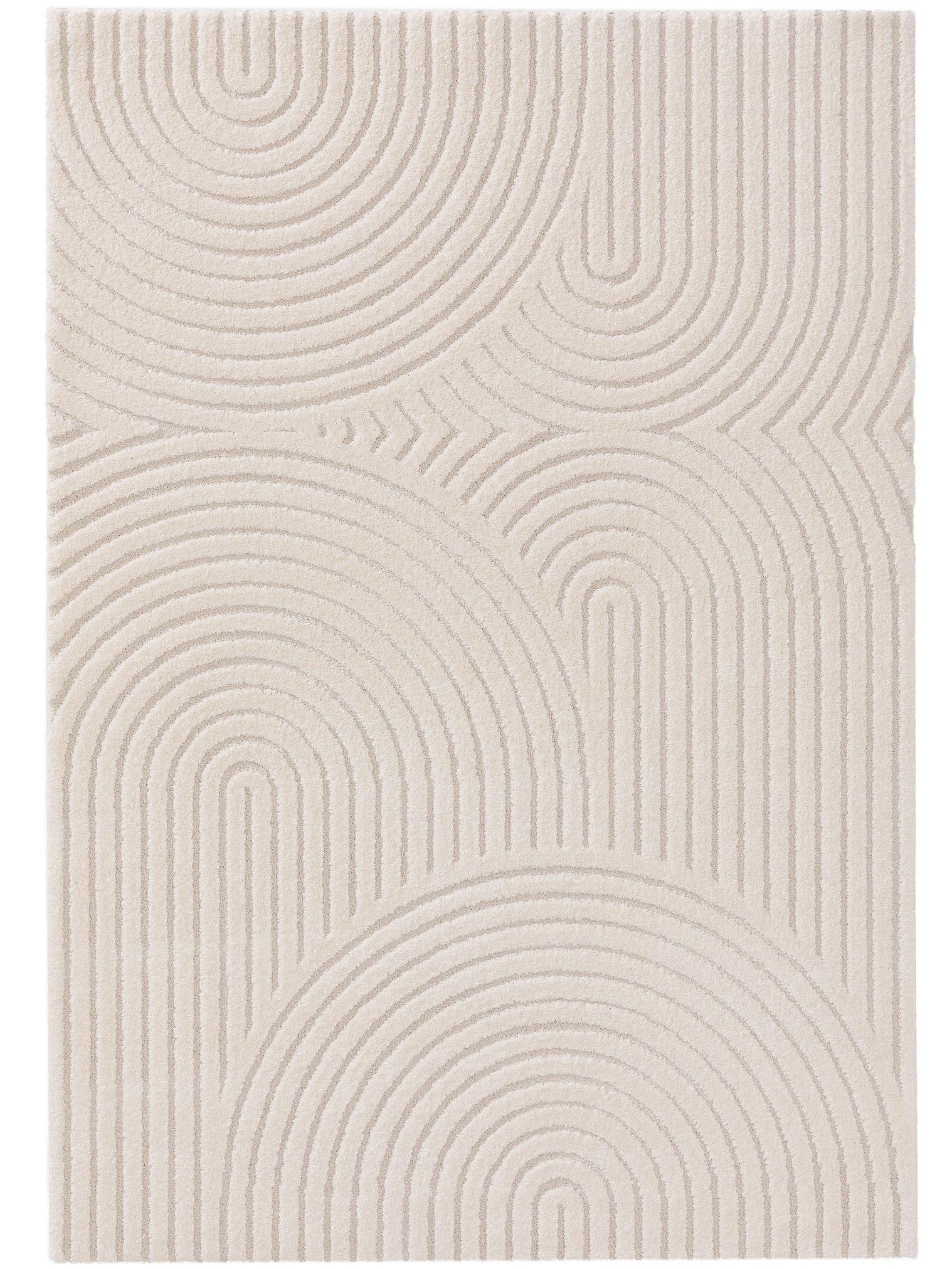 Teppe av 60 % polypropylen, 40 % polyester i Beige med 11 til 20 mm høy lugg fra benuta Nest