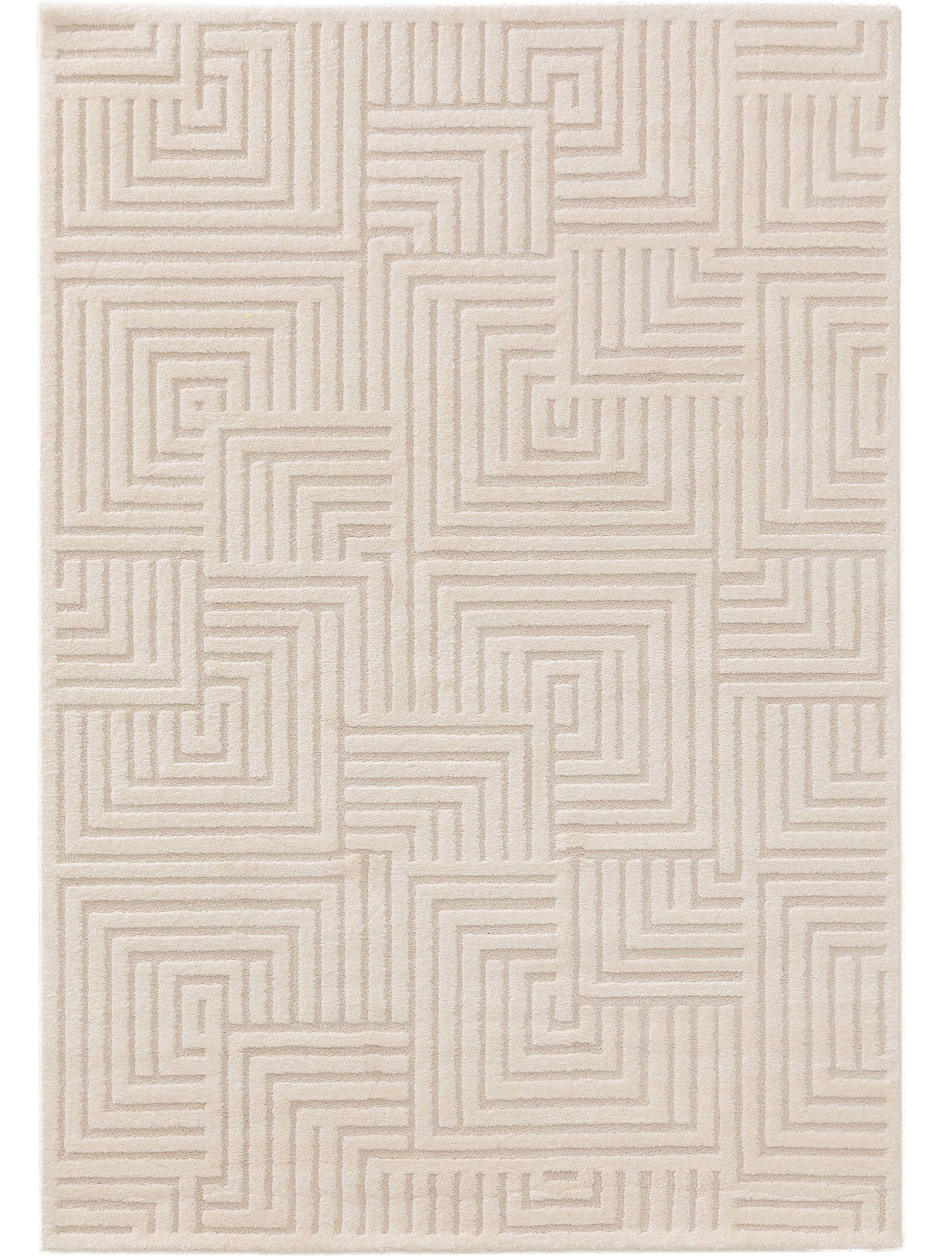 Matta av 60% polypropen, 40% polyester i Beige med 11 - 20 mm hög lugg från benuta Nest