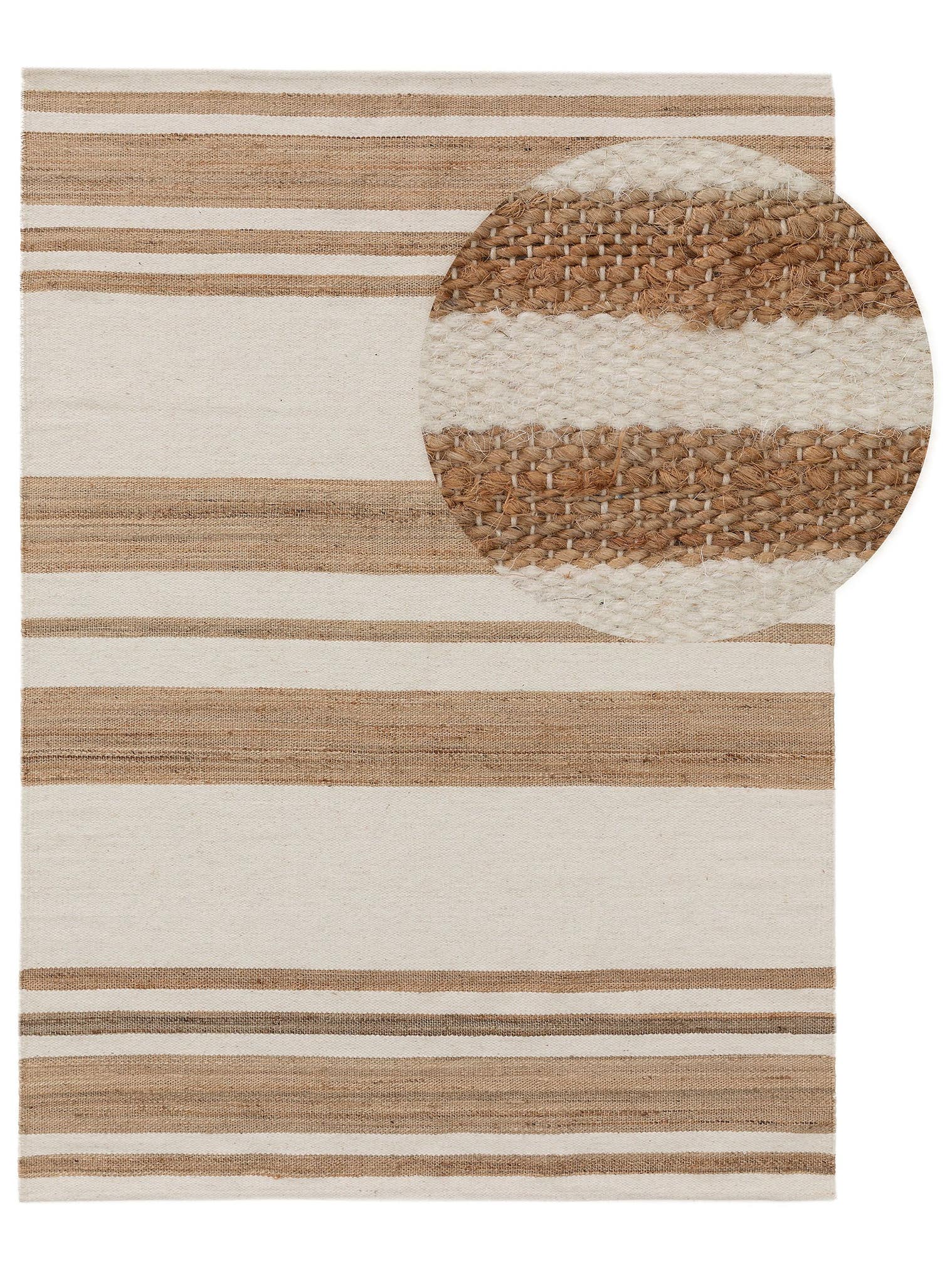 Rug made of 45% Wool, 35% Jute, 20% Cotton in White with a 1- 5 mm high pile by benuta Pure