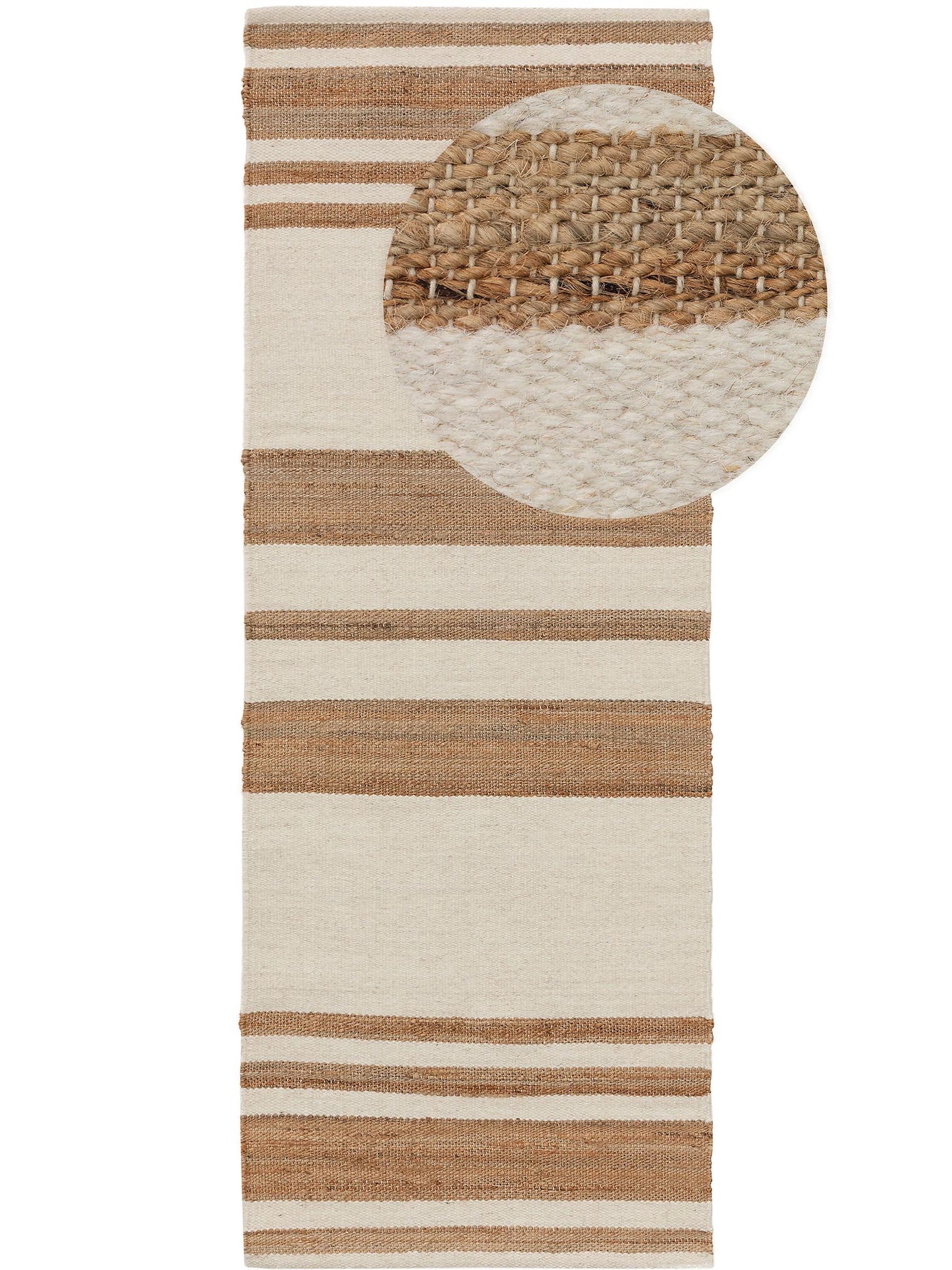 Teppich aus 45% Wolle, 35% Jute, 20% Baumwolle in Weiß mit bis 5 mm hohem Flor von benuta Pure