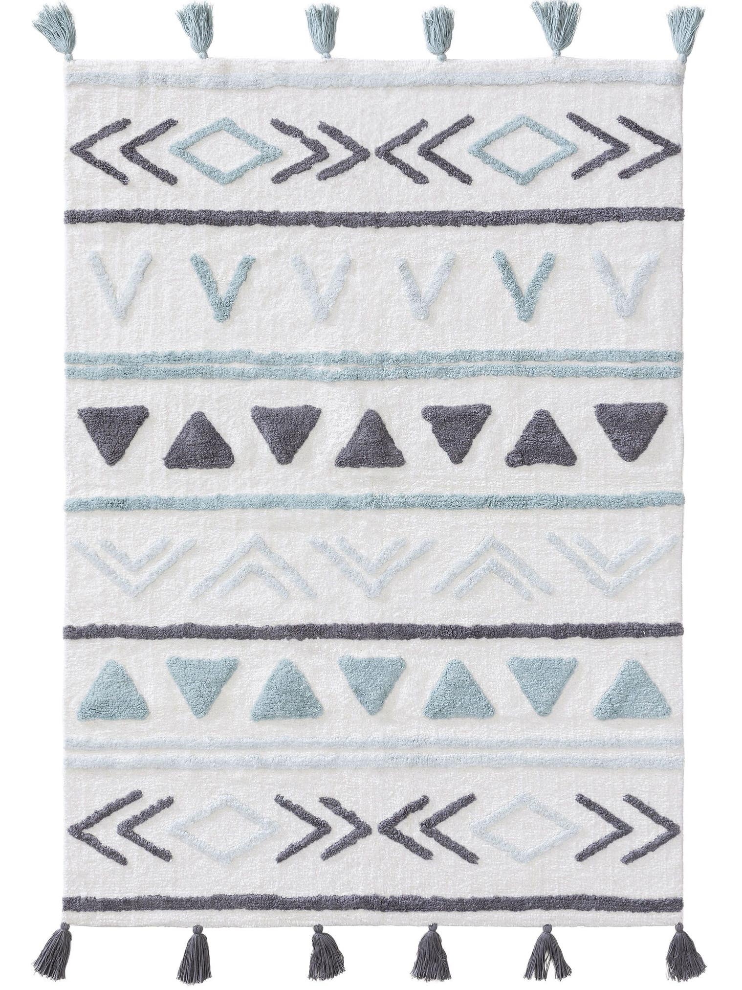 Tapijt van 100% Katoen in Blauw met een 6 - 10 mm hoge pool van Lytte