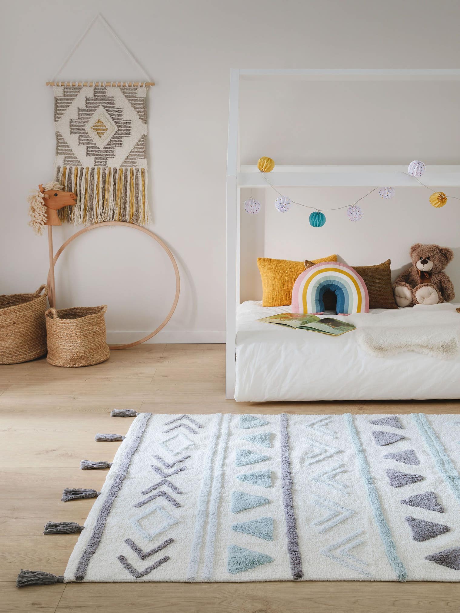 Tapijt van 100% Katoen in Blauw met een 6 - 10 mm hoge pool van Lytte