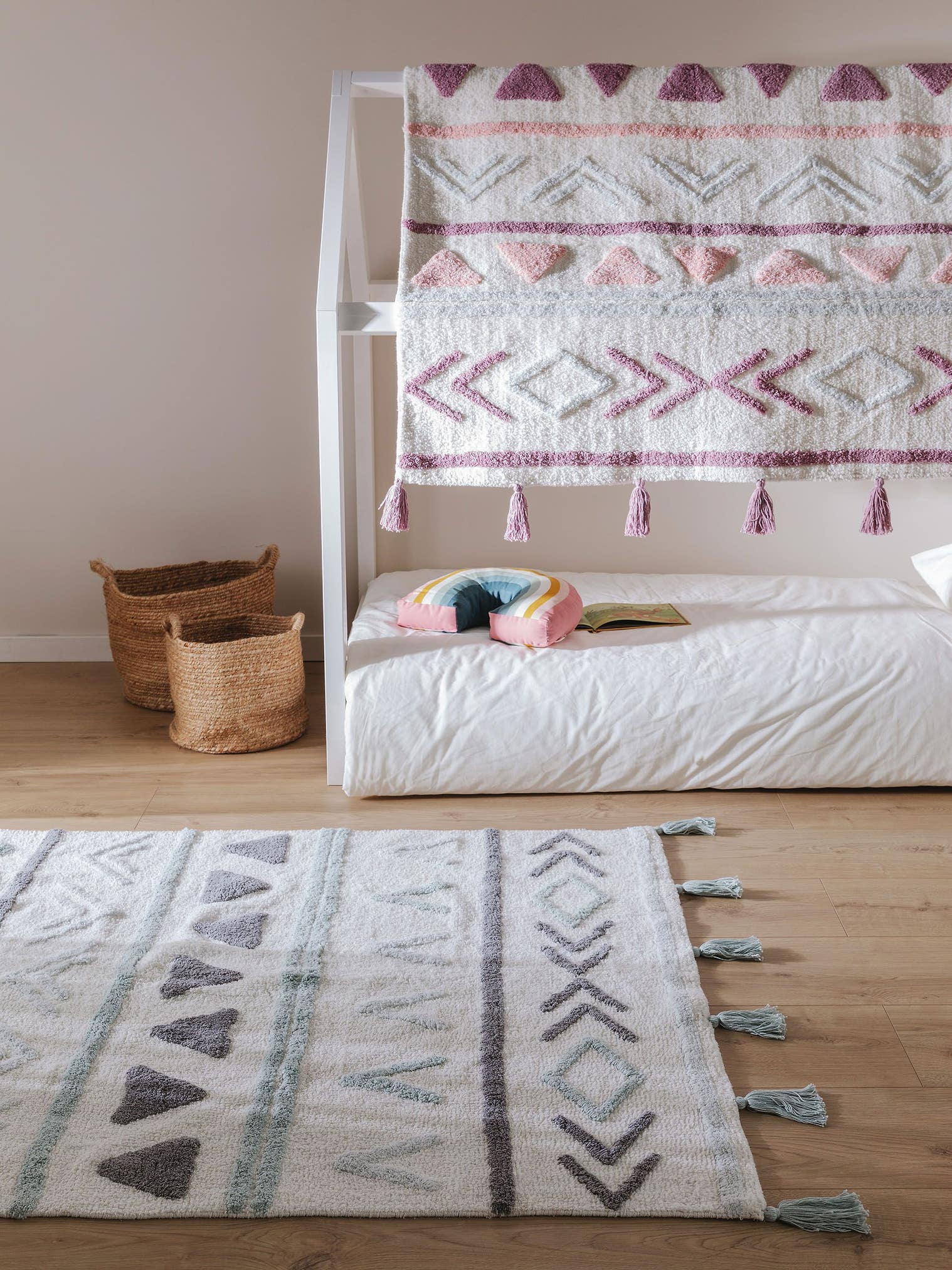 Tapijt van 100% Katoen in Blauw met een 6 - 10 mm hoge pool van Lytte