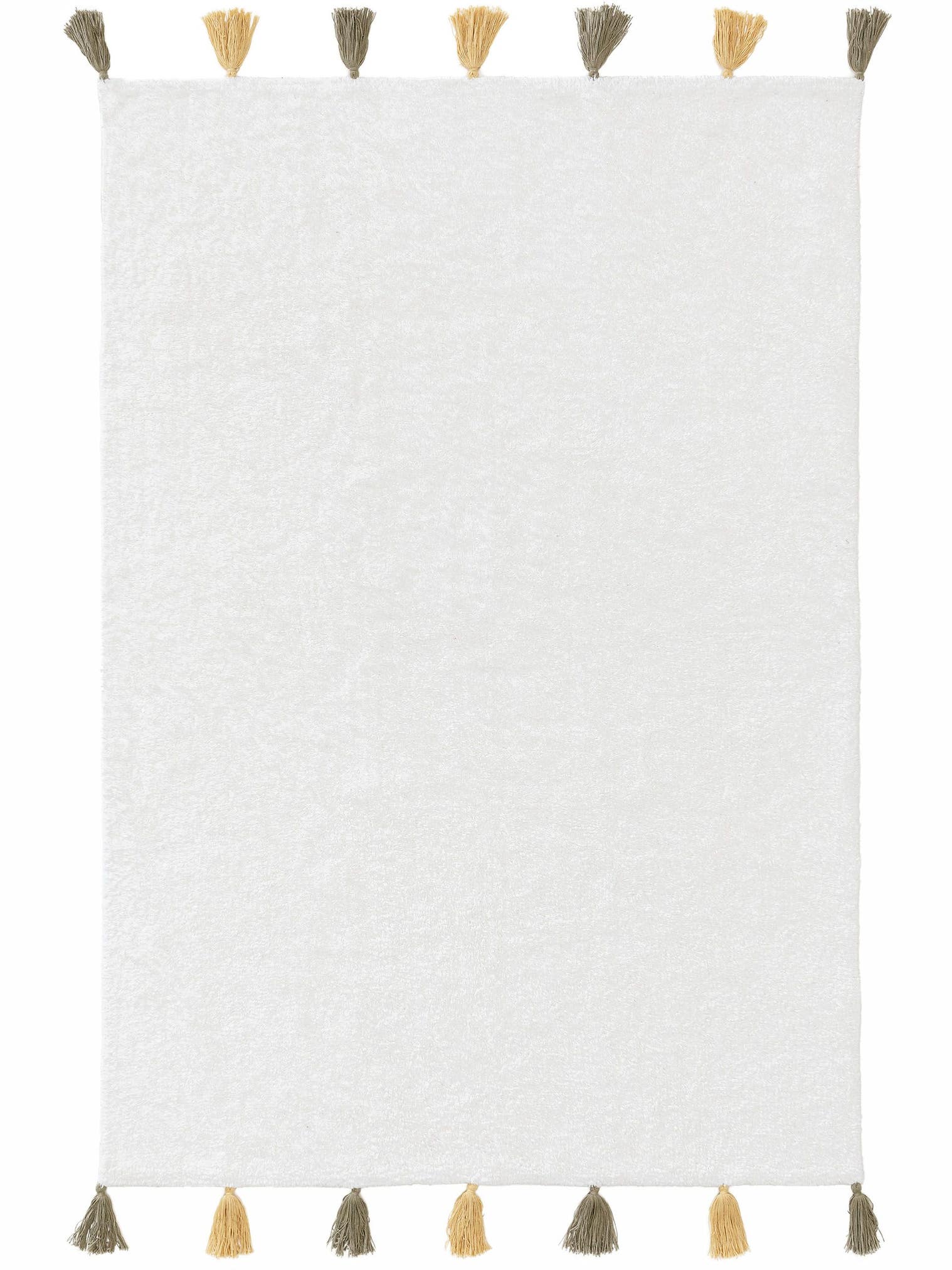 Teppich aus 100% Baumwolle in Weiß mit 6 bis 10 mm hohem Flor von Lytte