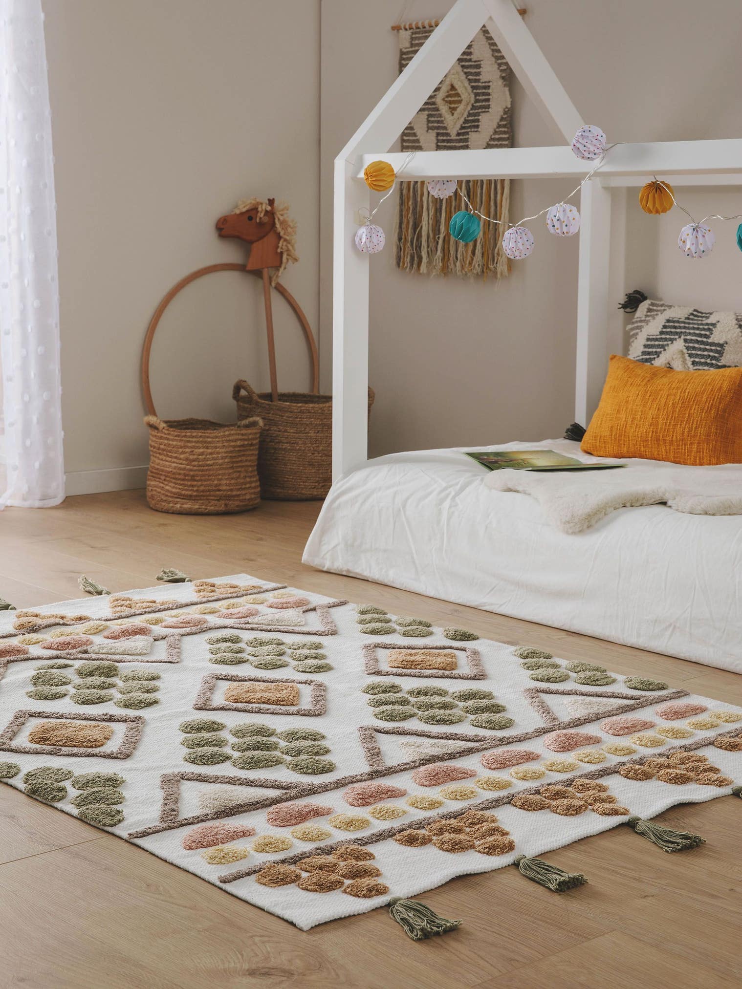 Tappeto di 100% Cotone in Beige con pelo alto 6 - 10 mm da Lytte