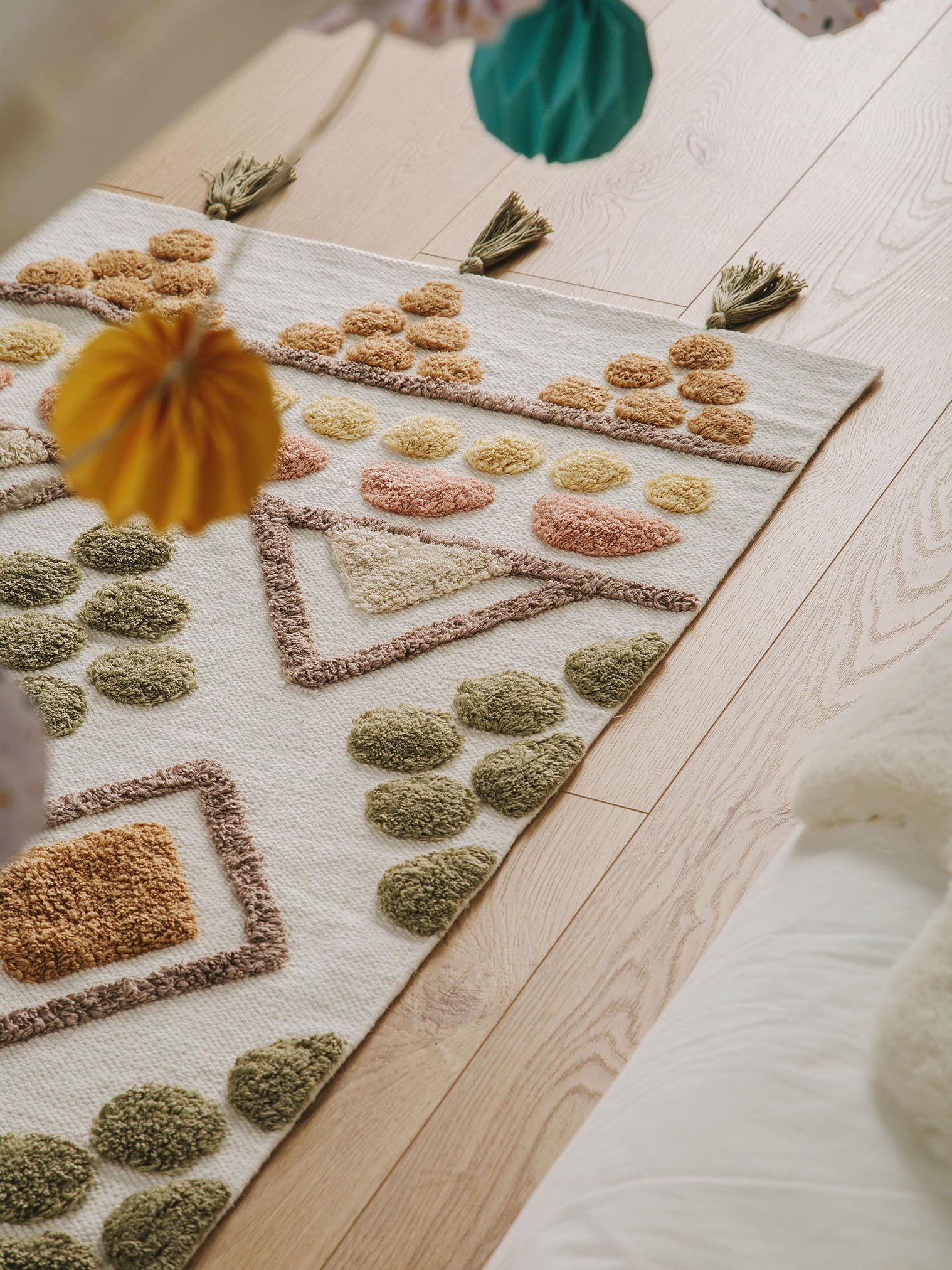 Tappeto di 100% Cotone in Beige con pelo alto 6 - 10 mm da Lytte
