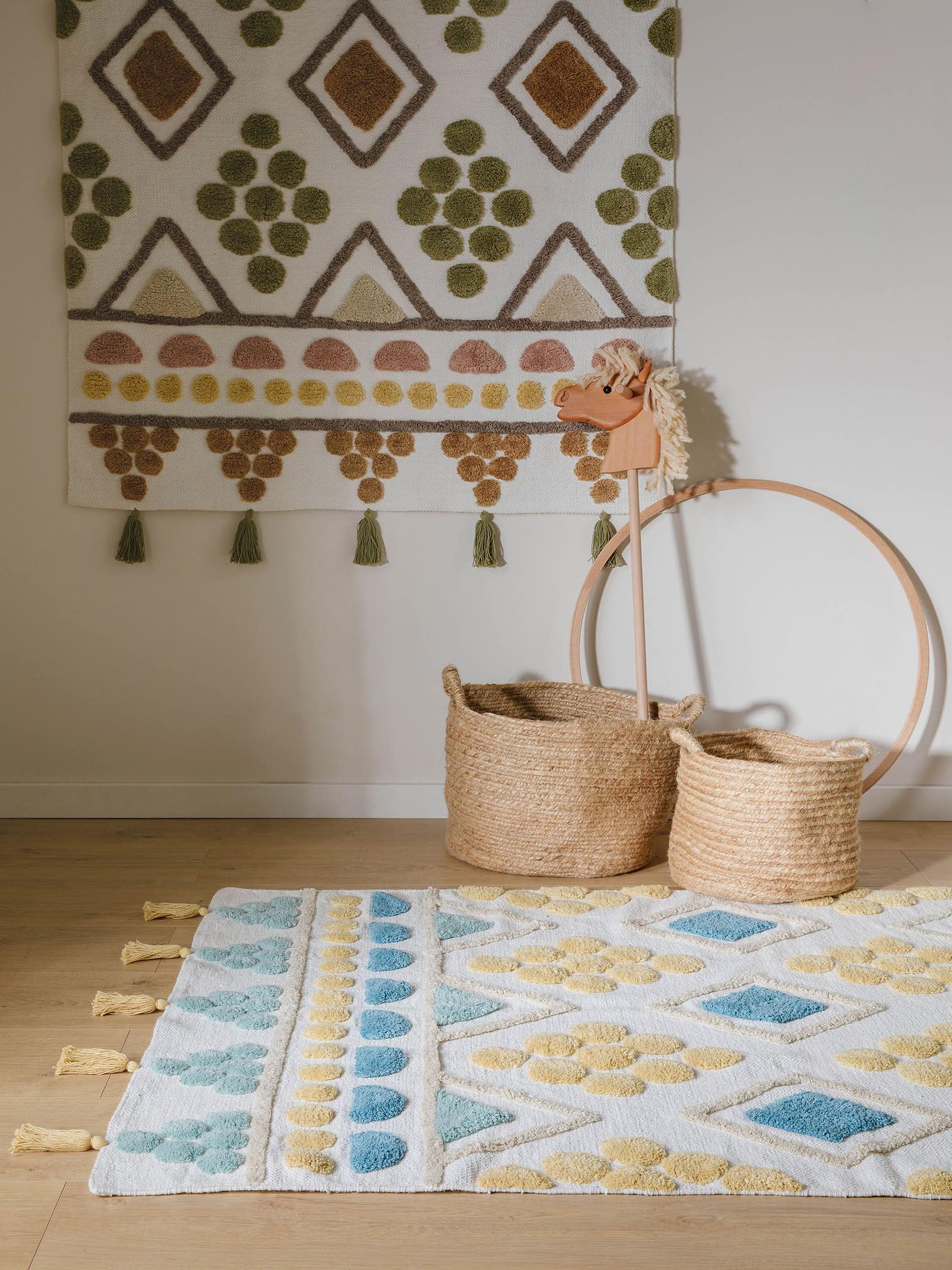 Tappeto di 100% Cotone in Beige con pelo alto 6 - 10 mm da Lytte