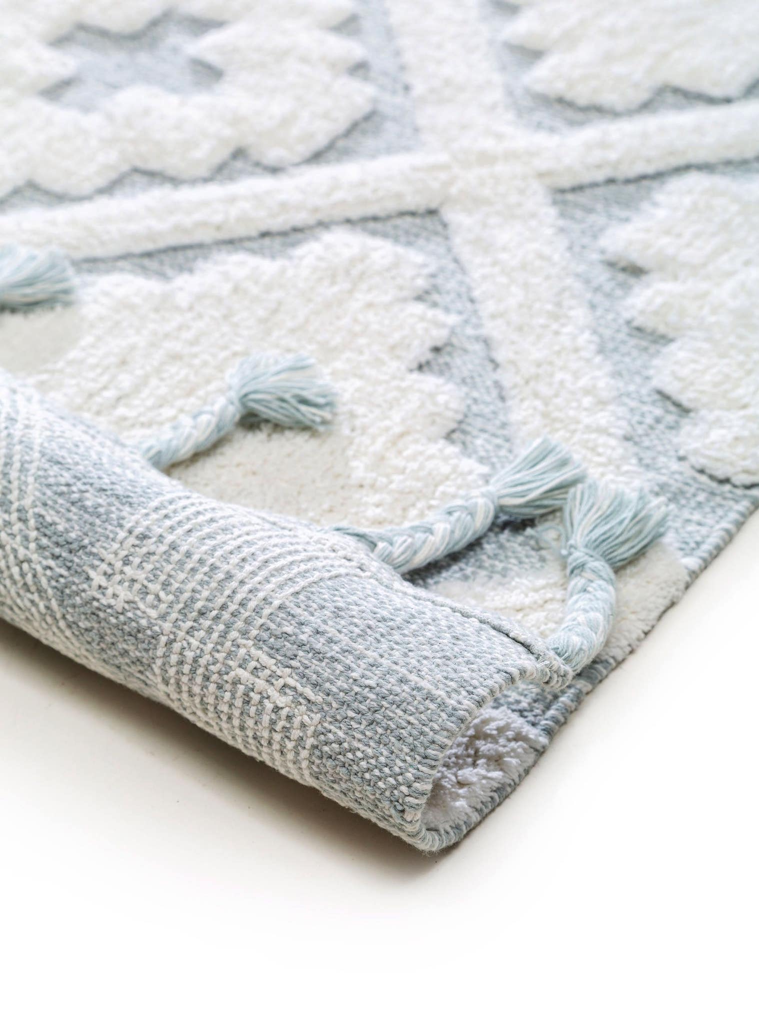 Tappeto di 100% Cotone in Verde con pelo alto 6 - 10 mm da Lytte