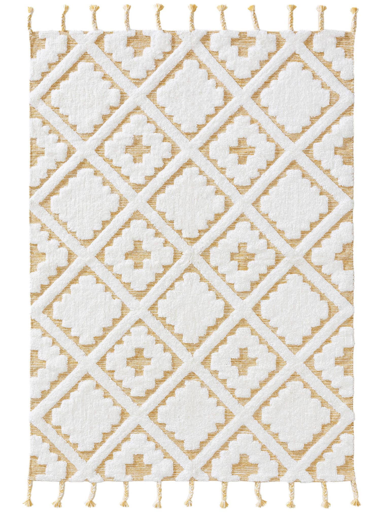 Teppich aus 100% Baumwolle in Gelb mit 6 bis 10 mm hohem Flor von Lytte