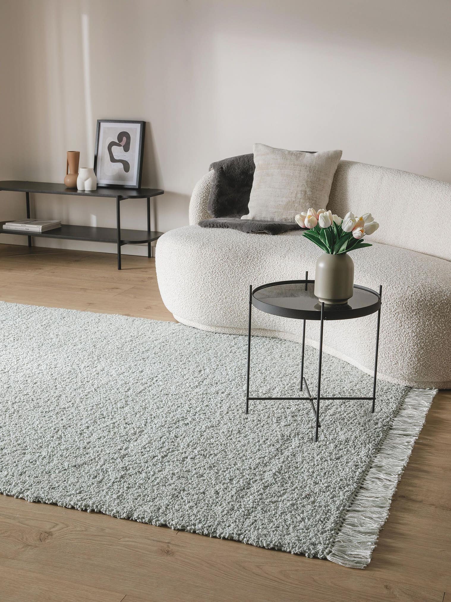 Tappeto di 100% Poliestere in Verde con pelo alto 11 - 20 mm da benuta Nest