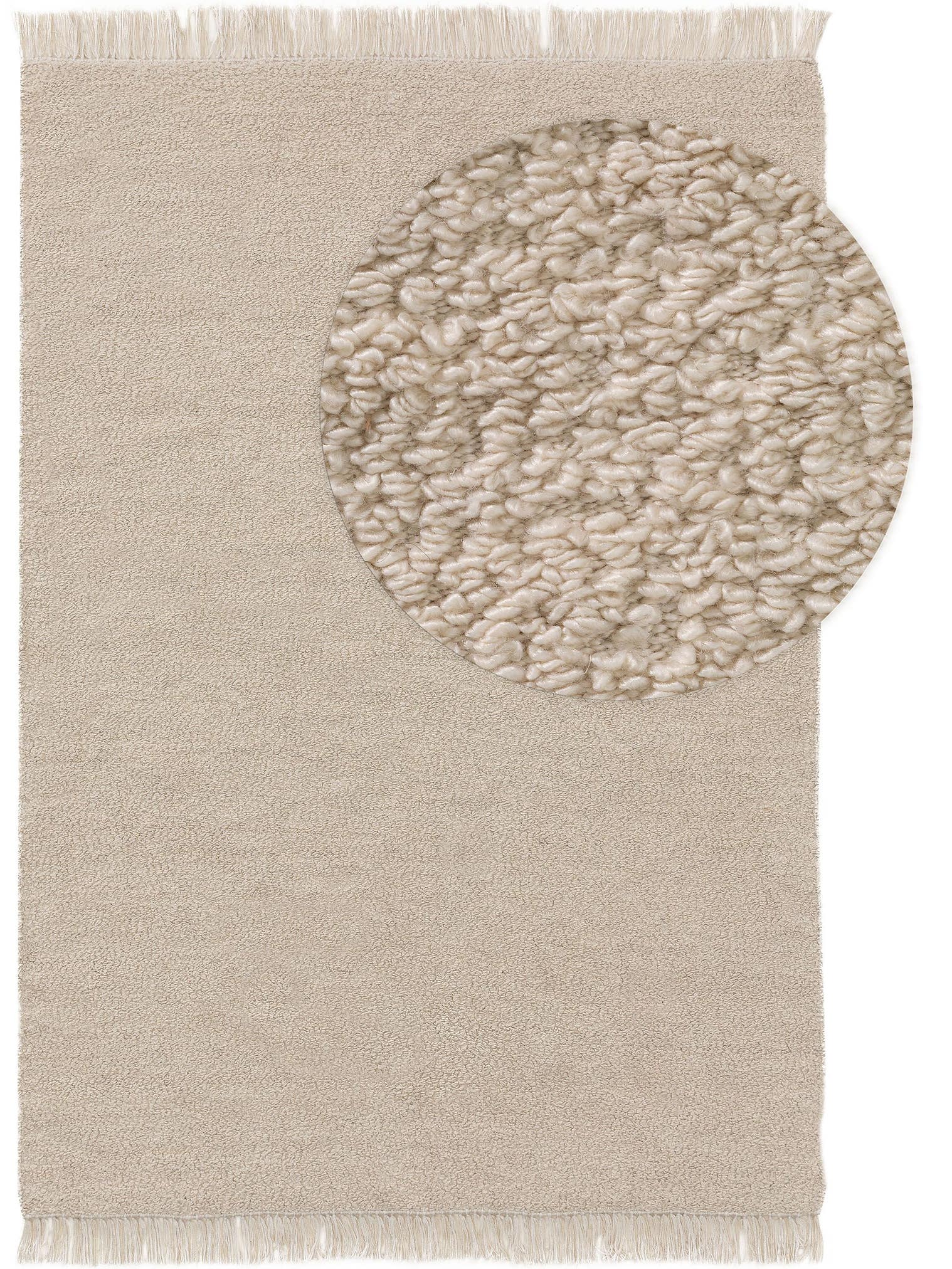 Rug made of 100% Polyester in White with a 11 - 20 mm high pile by benuta Nest