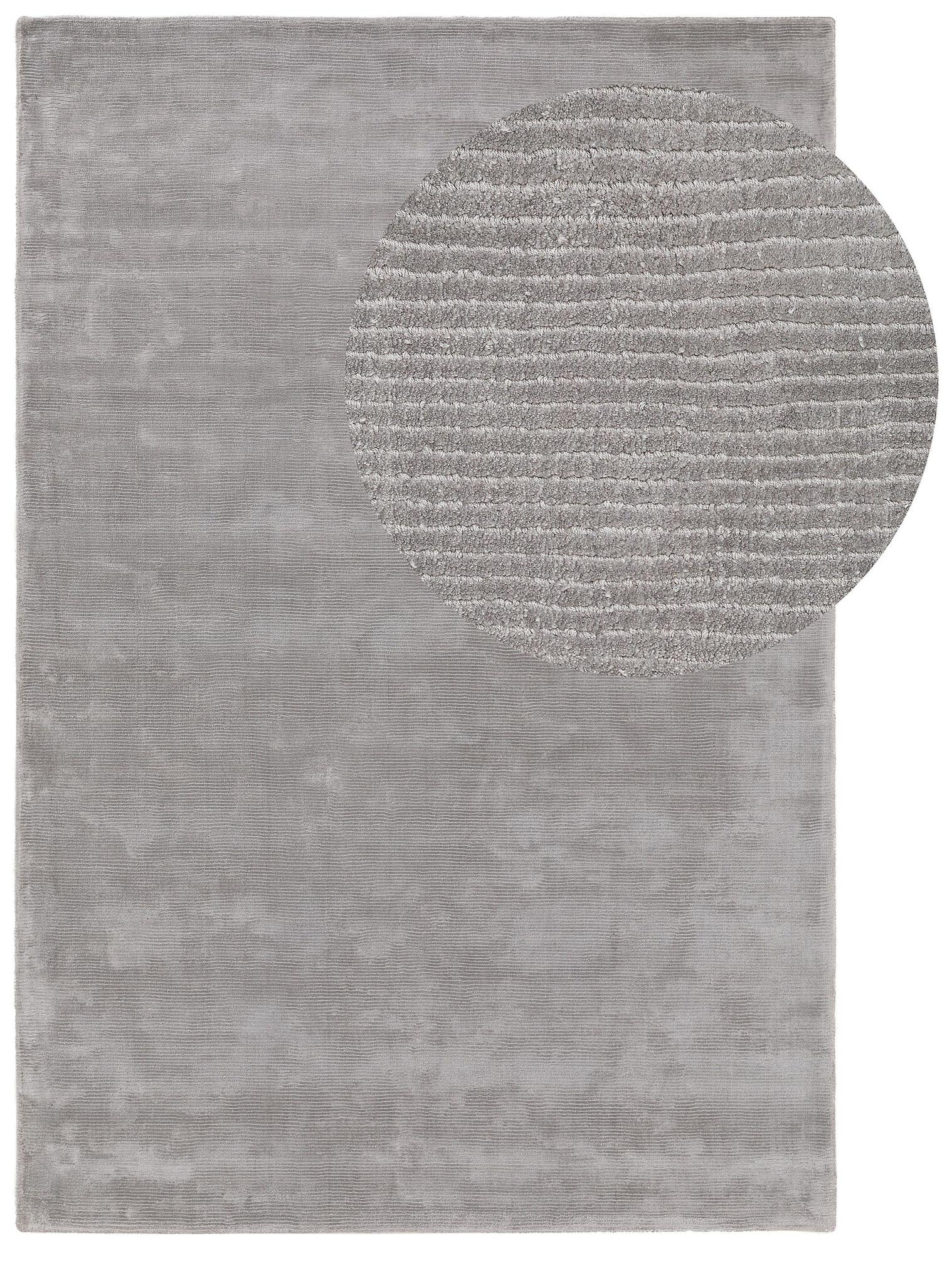 Teppich aus 100% Viskose in Grau mit 6 bis 10 mm hohem Flor von benuta Finest