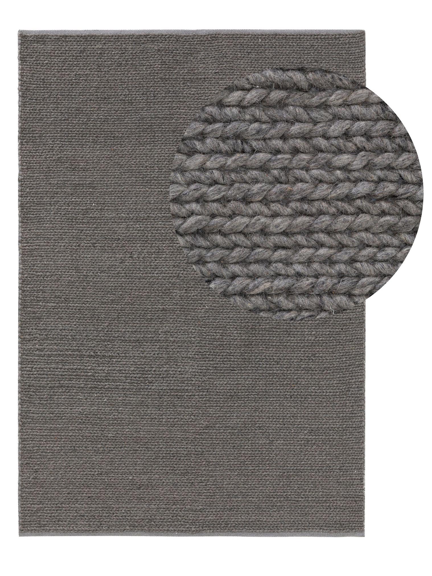 Teppich aus 60% Wolle, 40% Polyester in Grau mit bis 5 mm hohem Flor von benuta Pure