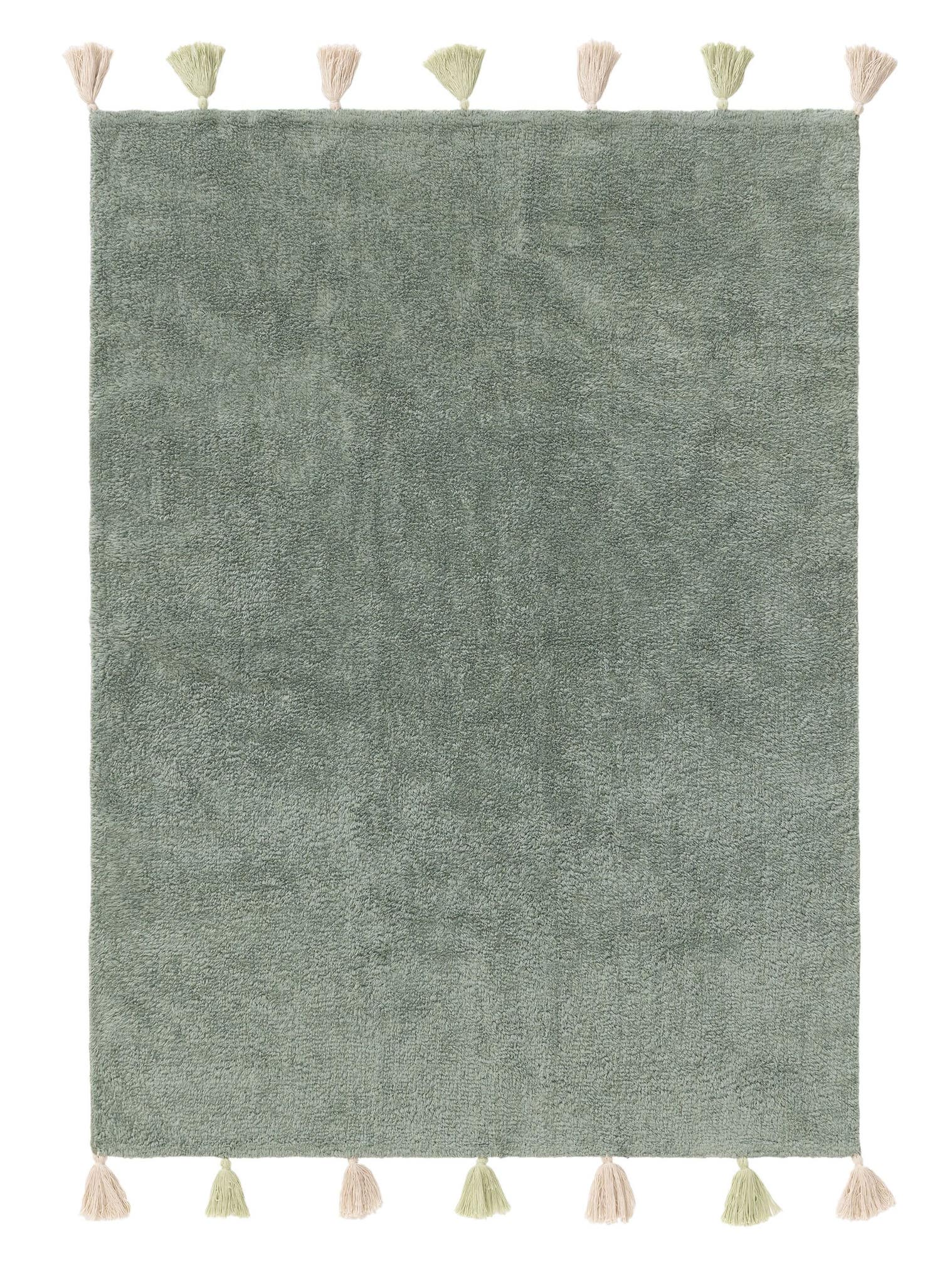 Teppich aus 100% Baumwolle in Grün mit 6 bis 10 mm hohem Flor von Lytte