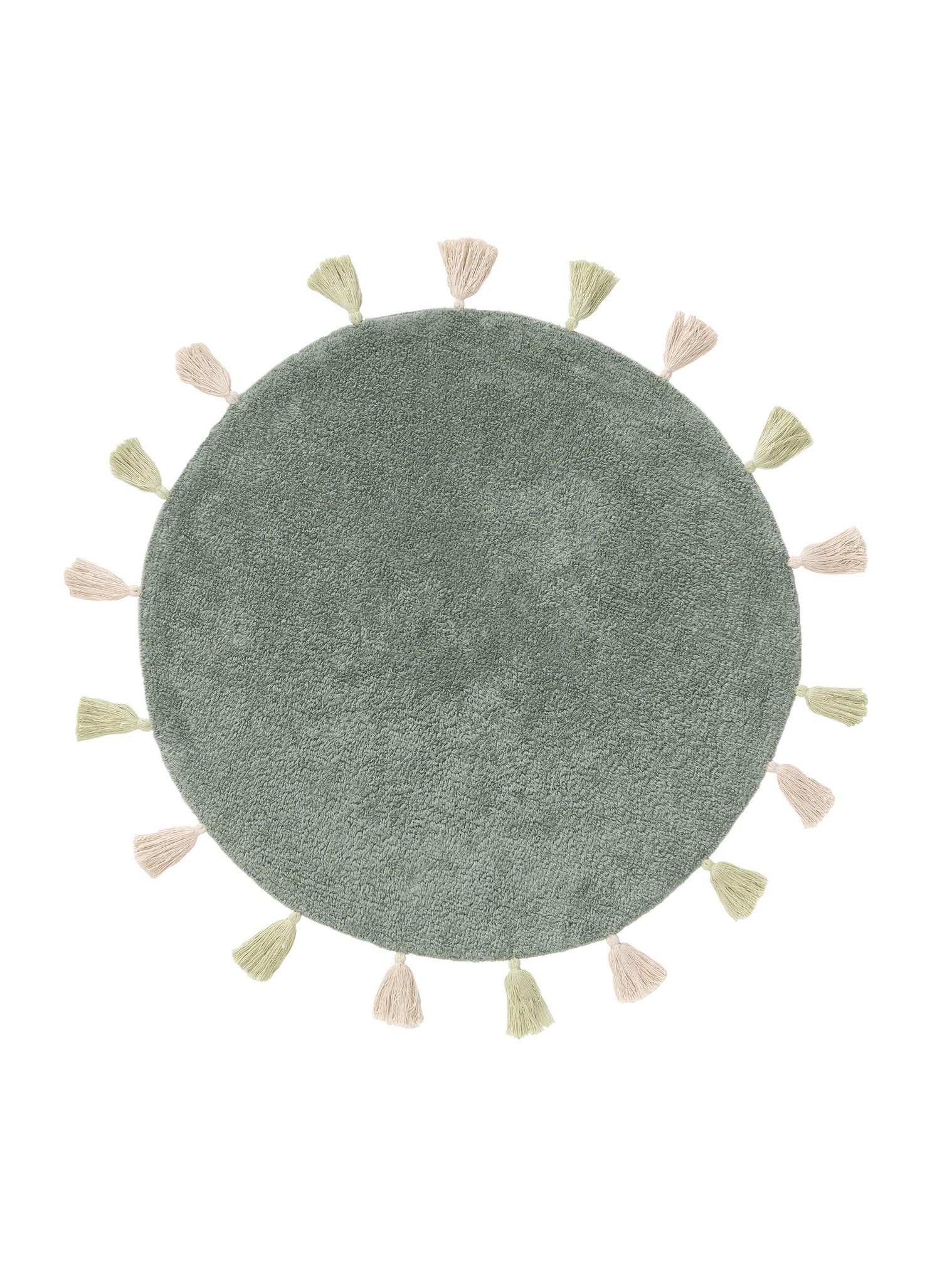 Tappeto di 100% Cotone in Verde con pelo alto 6 - 10 mm da Lytte