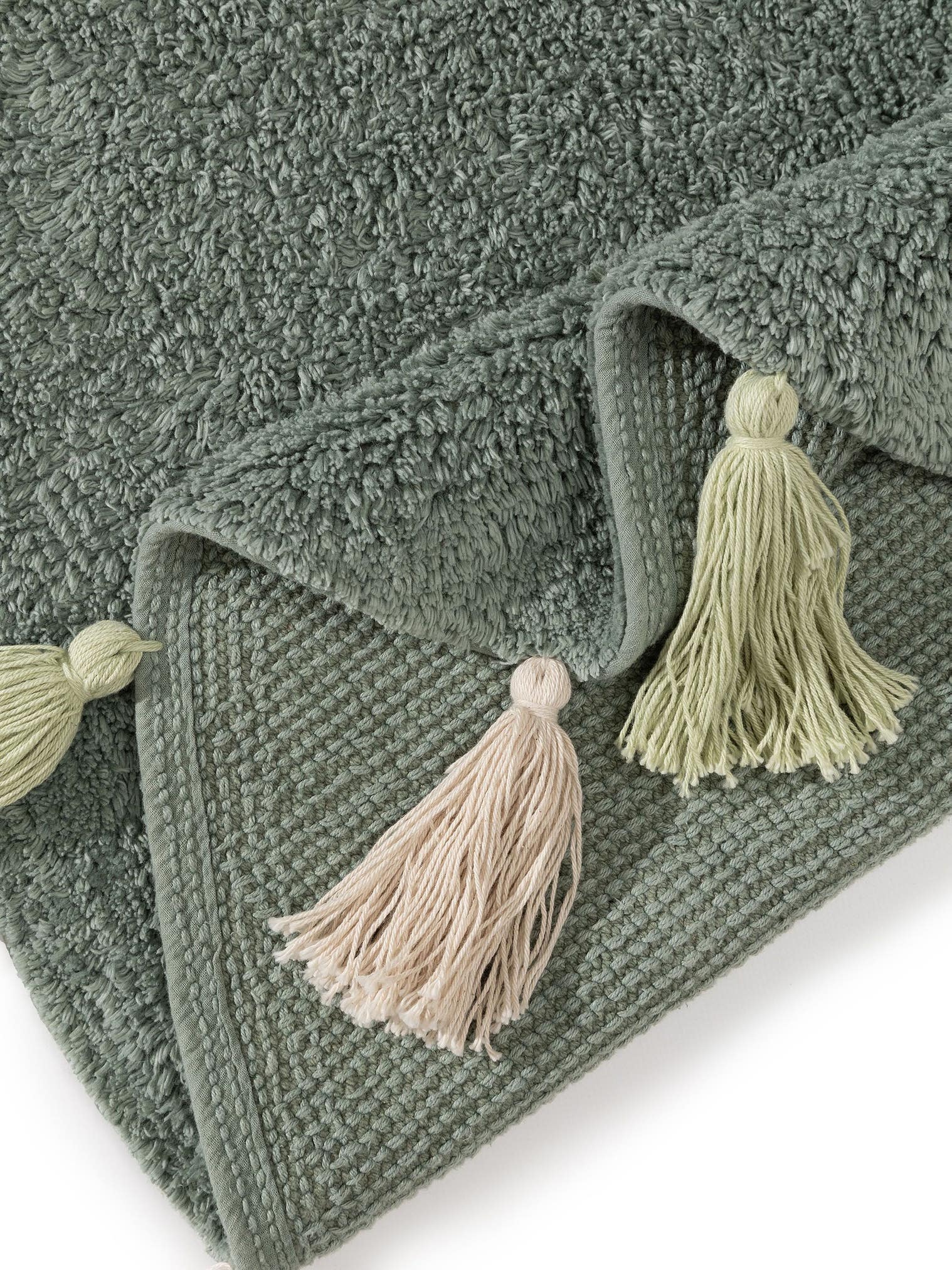 Tappeto di 100% Cotone in Verde con pelo alto 6 - 10 mm da Lytte