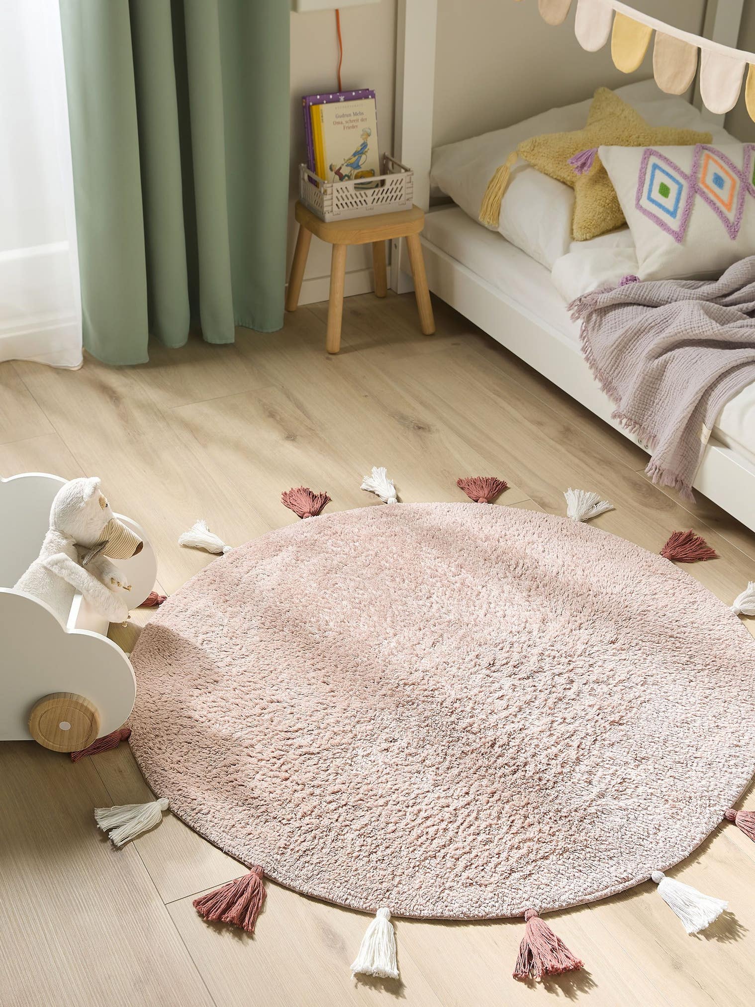 Tapijt van 100% Katoen in Roze met een 6 - 10 mm hoge pool van Lytte