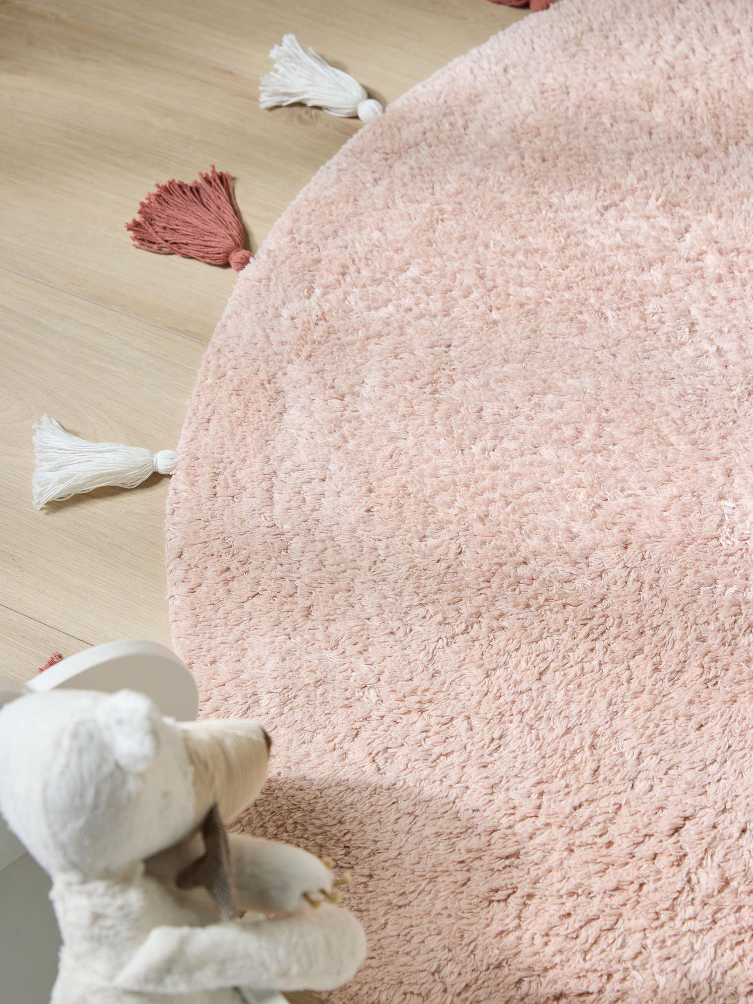 Tapijt van 100% Katoen in Roze met een 6 - 10 mm hoge pool van Lytte