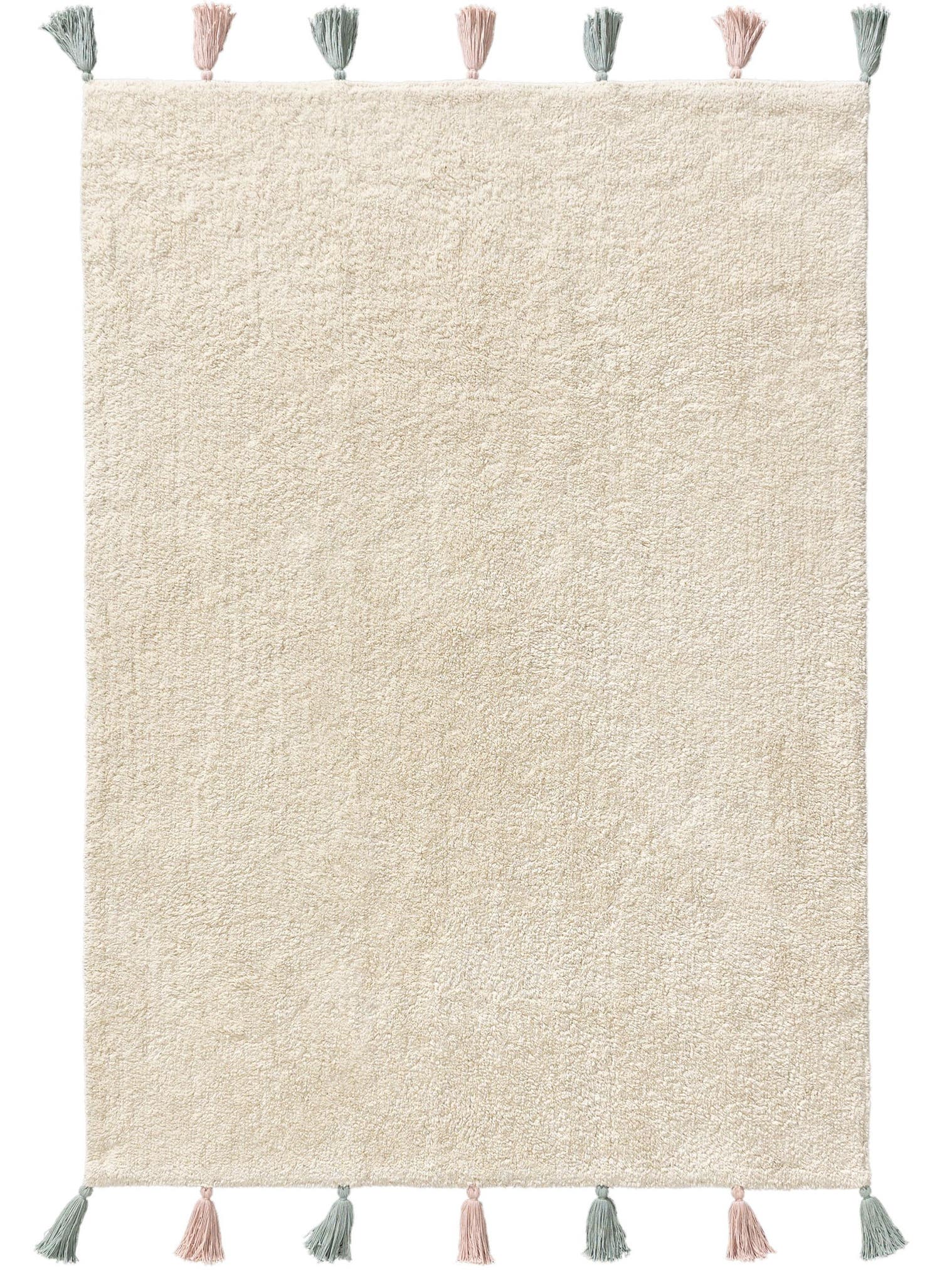 Teppich aus 100% Baumwolle in Beige mit 6 bis 10 mm hohem Flor von Lytte