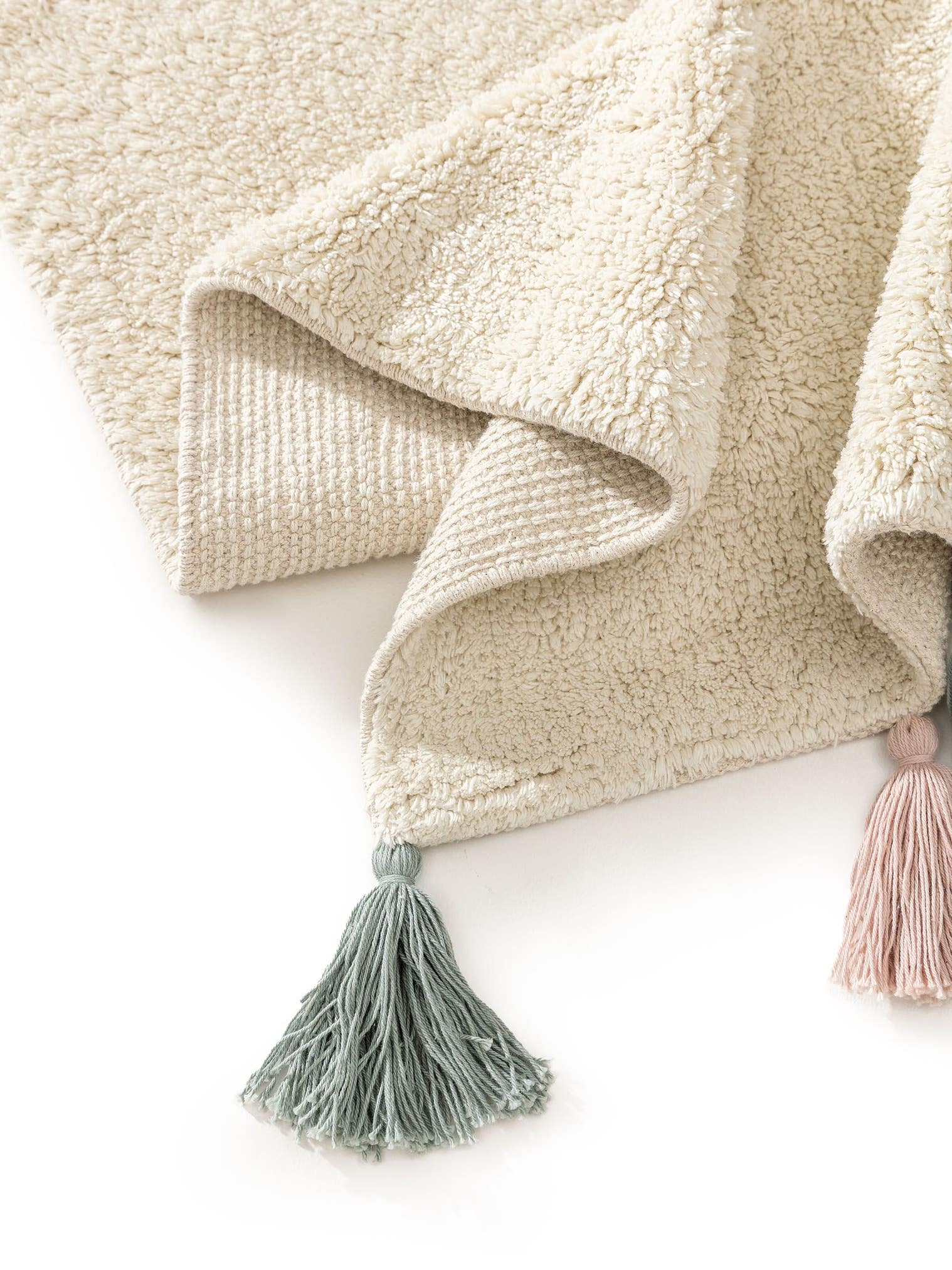 Teppich aus 100% Baumwolle in Beige mit 6 bis 10 mm hohem Flor von Lytte