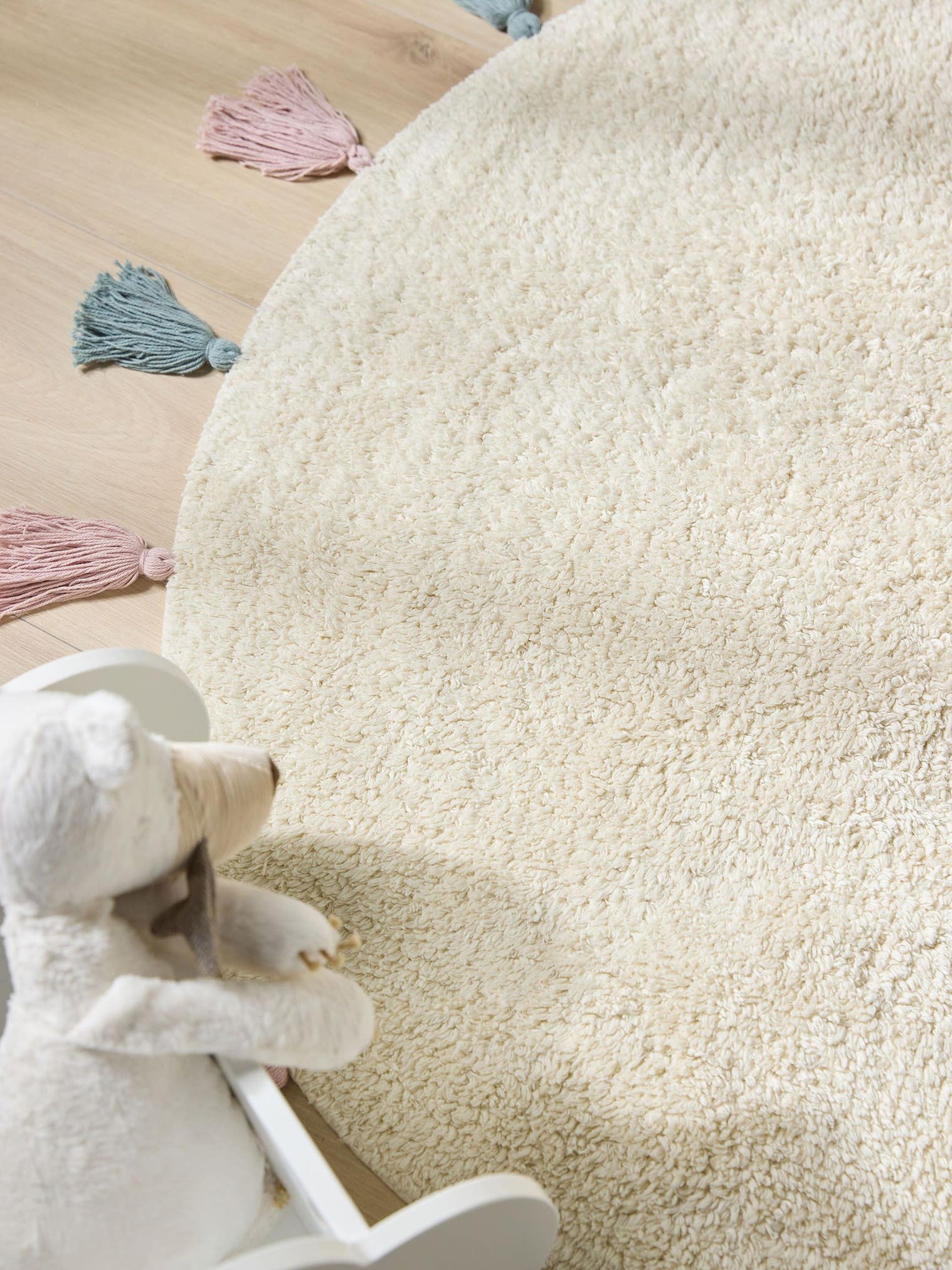 Teppich aus 100% Baumwolle in Beige mit 6 bis 10 mm hohem Flor von Lytte