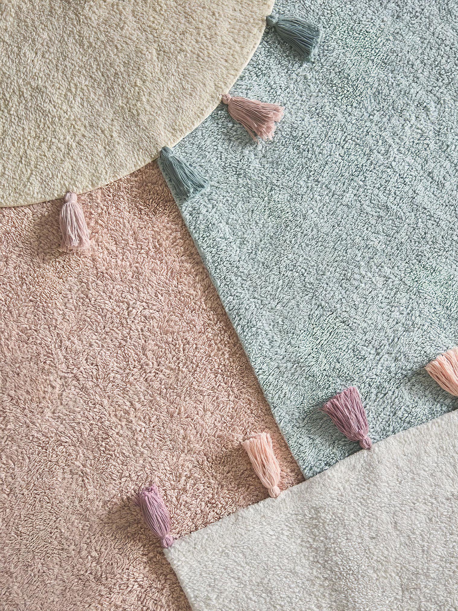 Teppich aus 100% Baumwolle in Beige mit 6 bis 10 mm hohem Flor von Lytte