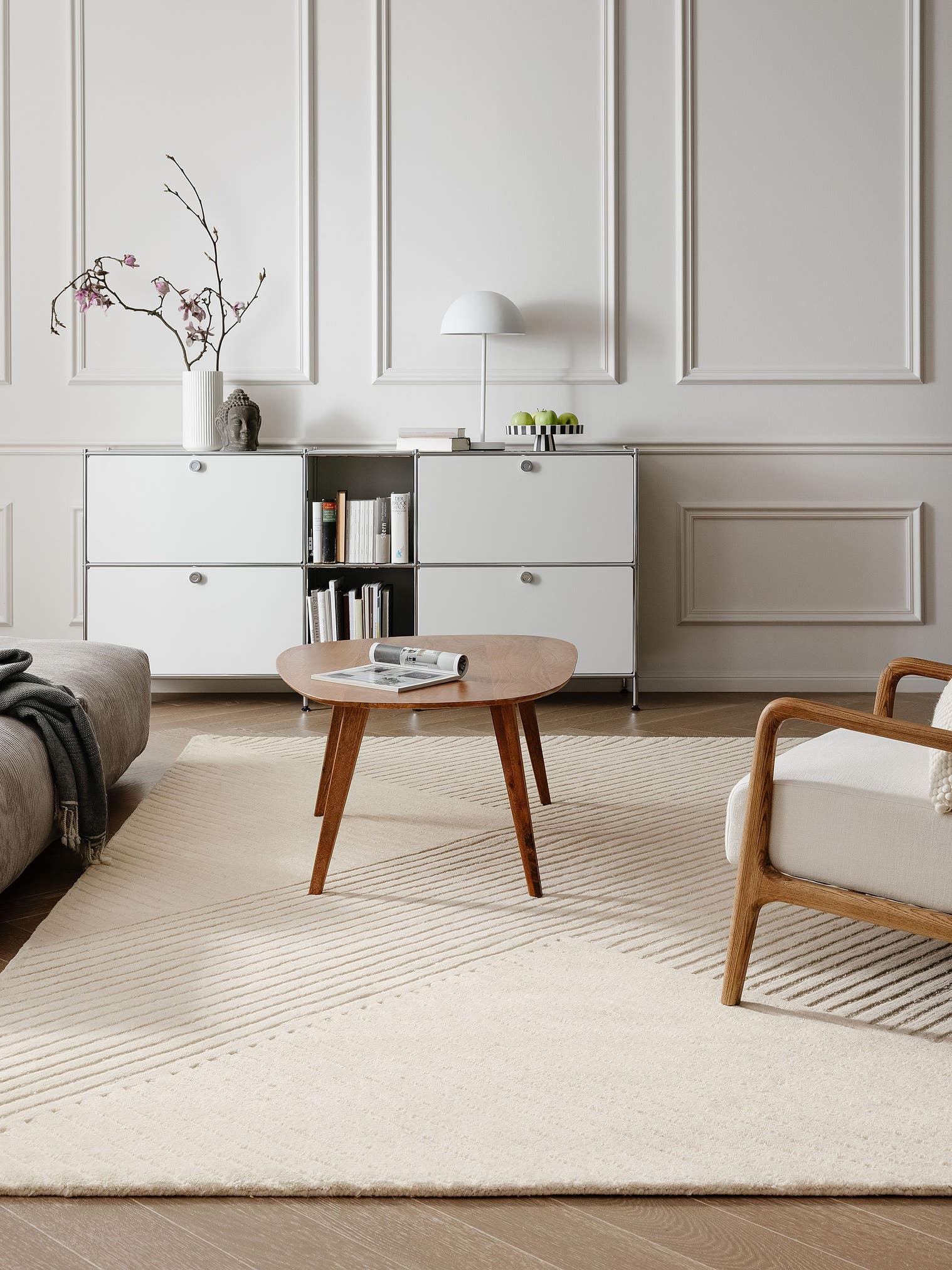 Rug made of 100% Wool in White with a 21 - 30 mm high pile by benuta Pure